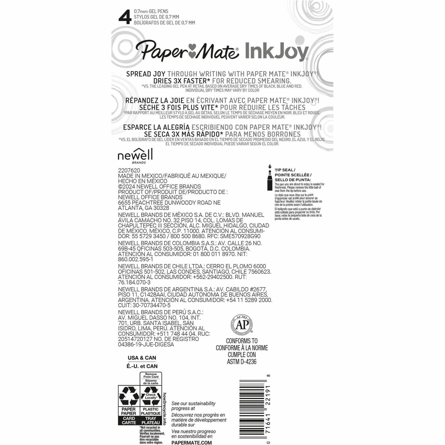 Paper Mate InkJoy Gel Pens, Medium Point, 0.7 mm, Assorted Retro Accents Colors, Pack Of 4 Pens - Image 5