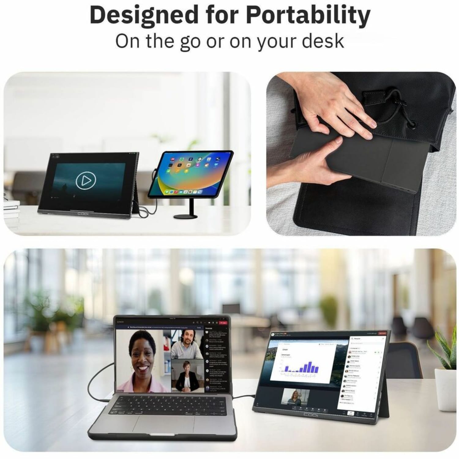 CODi 16in Portable LED Monitor - Black (MO16P-2C) - Plug and Play - Image 5
