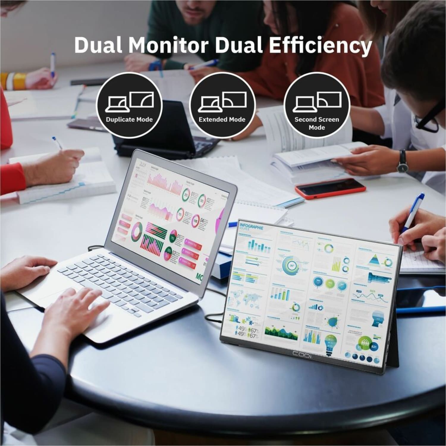 CODi 16in Portable LED Monitor - Black (MO16P-2C) - Plug and Play - Image 6
