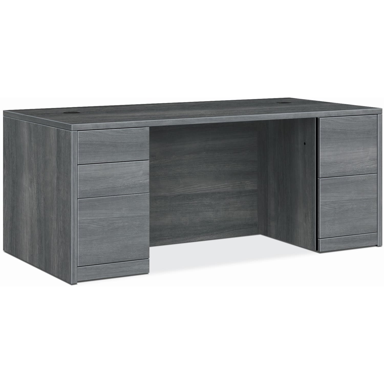 HON 10500 72inW 5-Drawer Left-Pedestal Computer Desk, Sterling Ash - Image 3