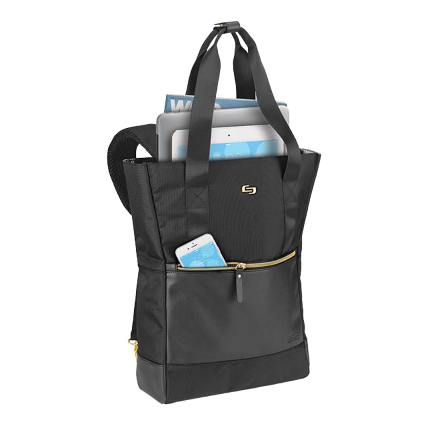 Solo New York Parker Hybrid Tote/Backpack With 15.6in Laptop Pocket, Black - Image 5
