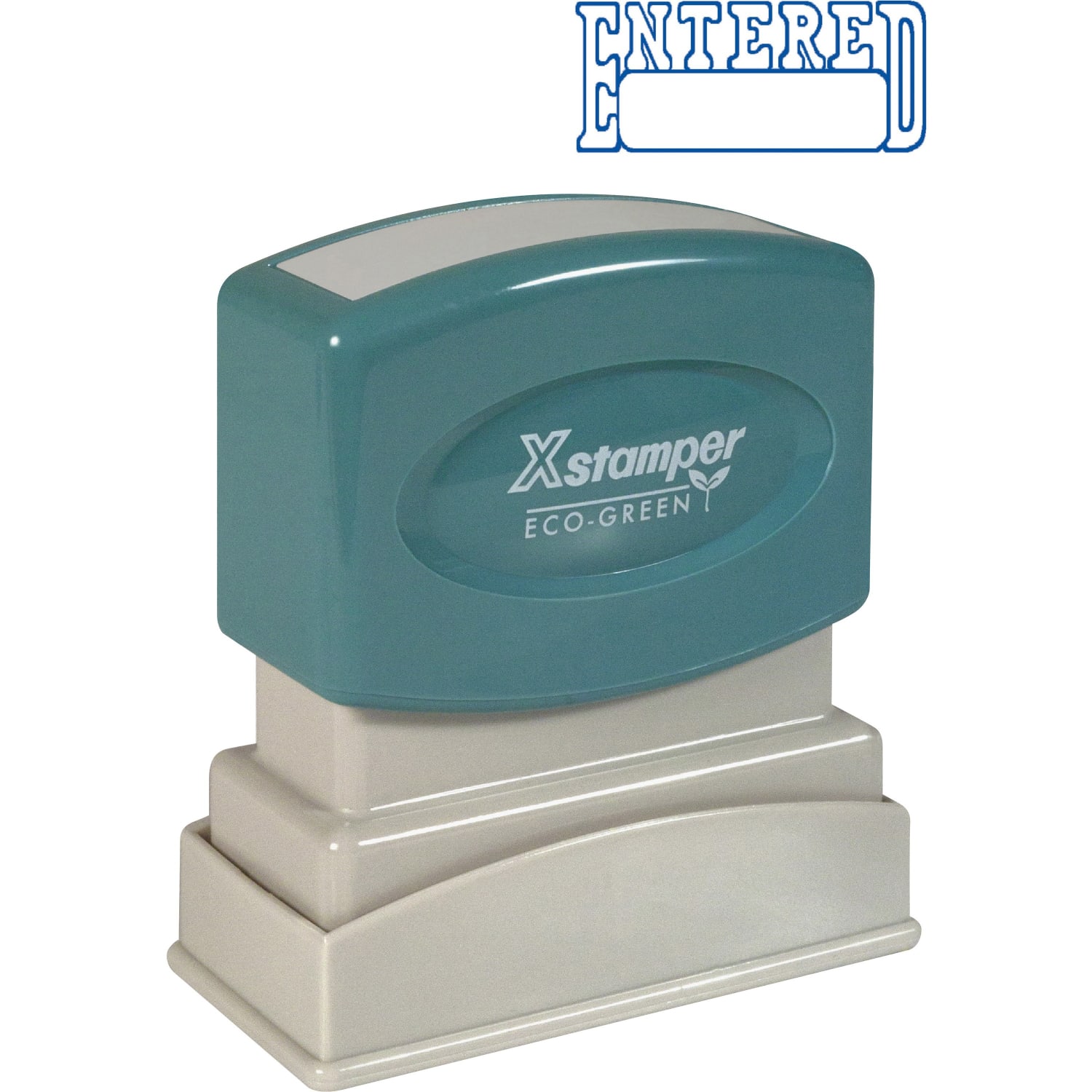 Xstamper One-Color Title Stamp, Pre-Inked, "Entered", Blue - Image 3
