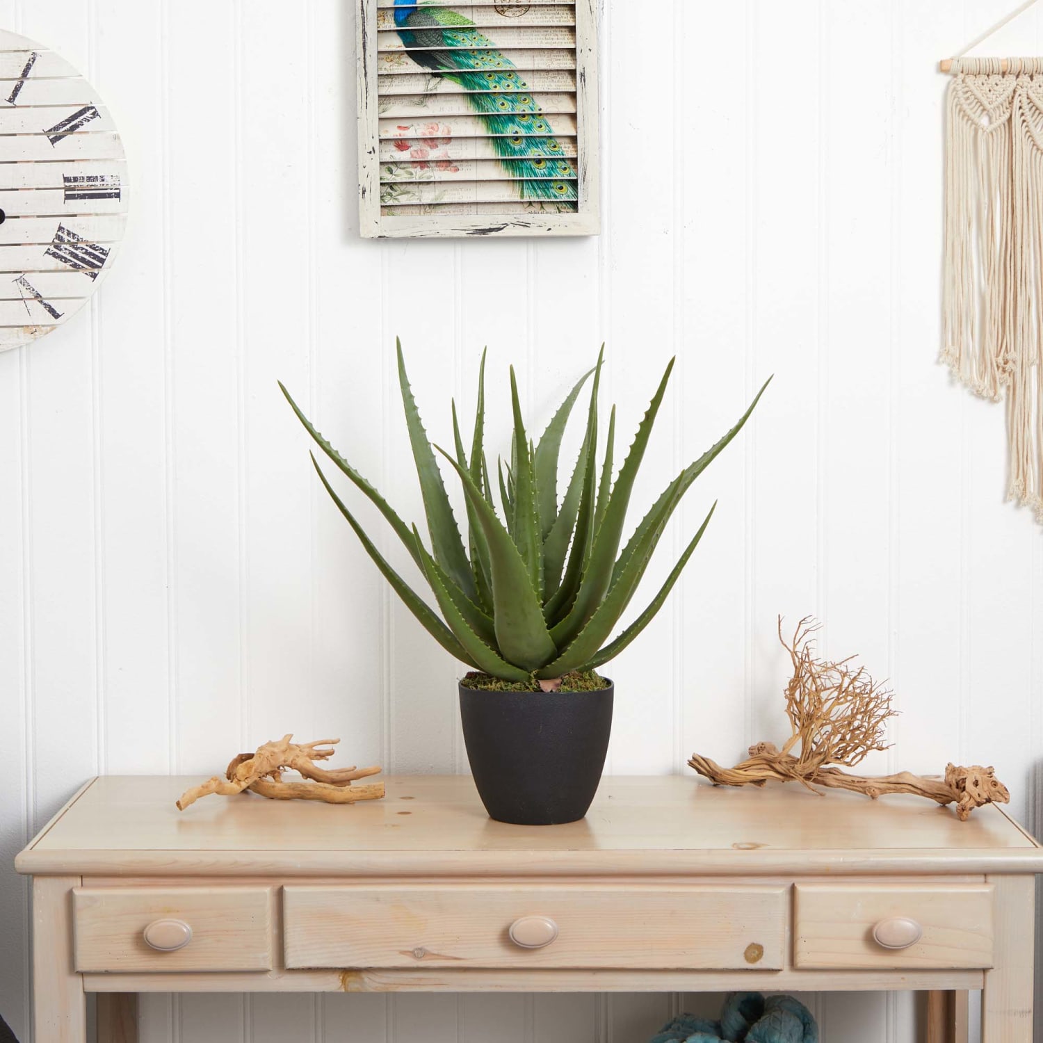 Nearly Natural Aloe 26in Artificial Plant With Pot, Green/Black - Image 6