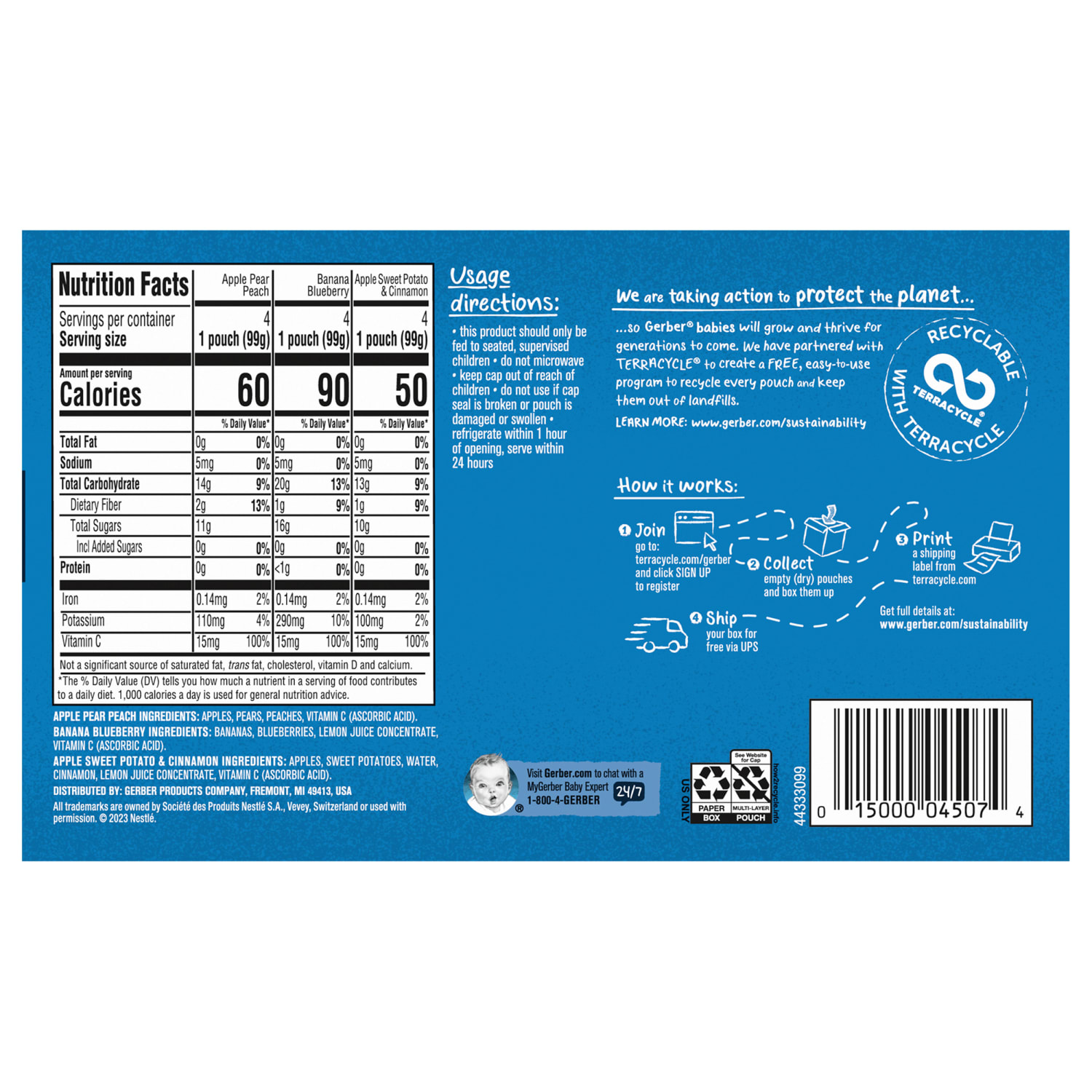 Gerber Natural Baby Food Pouches for Toddlers 12+ Months, 3.5 Oz, Pack Of 12 Pouches - Image 6
