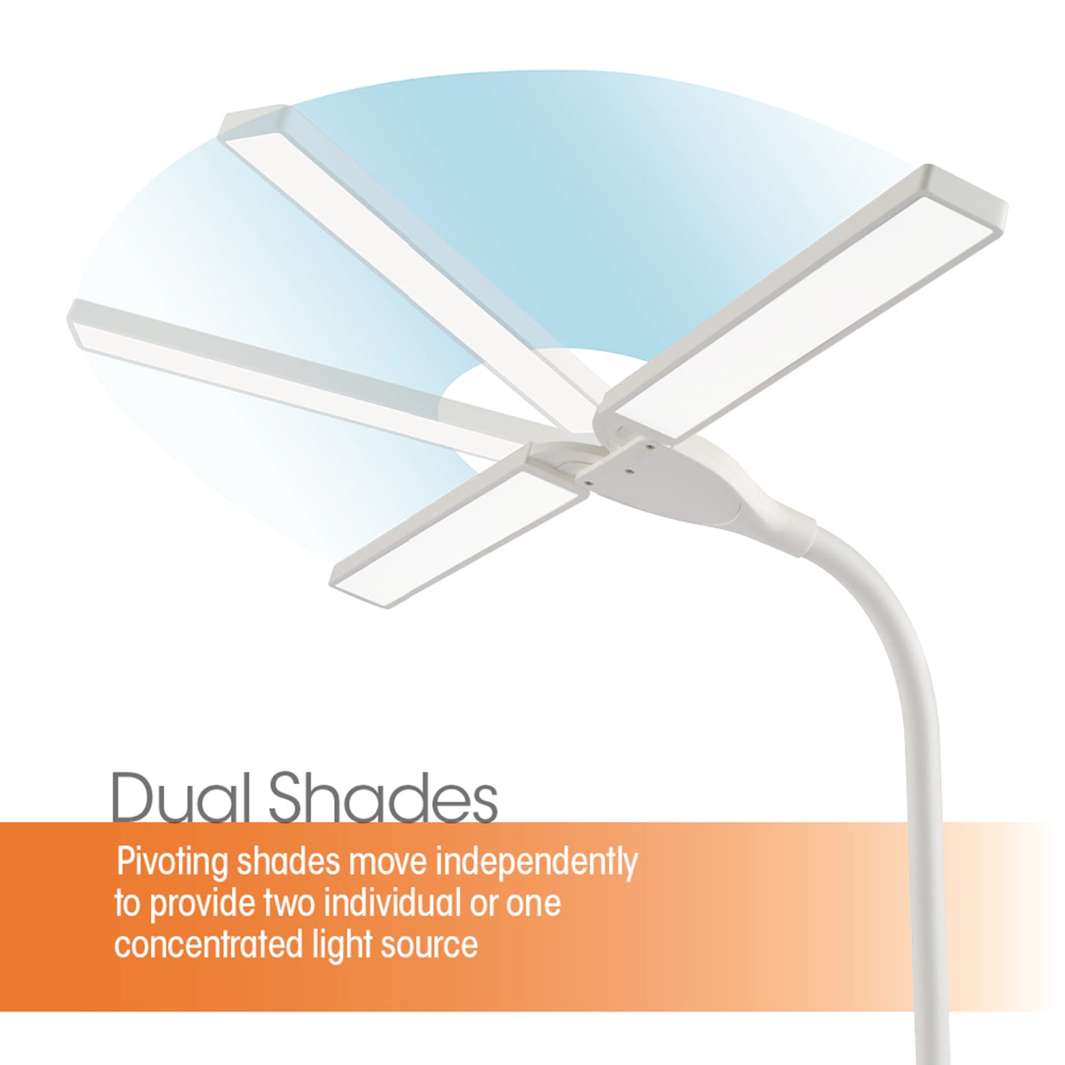 OttLite Dual Shade LED Lamp With Bluetooth Speaker And USB, 21-1/2inH, White - Image 4