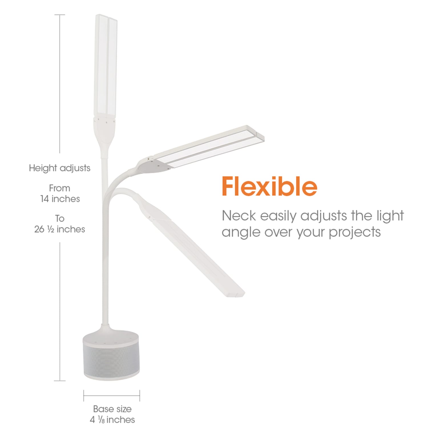 OttLite Dual Shade LED Lamp With Bluetooth Speaker And USB, 21-1/2inH, White - Image 6