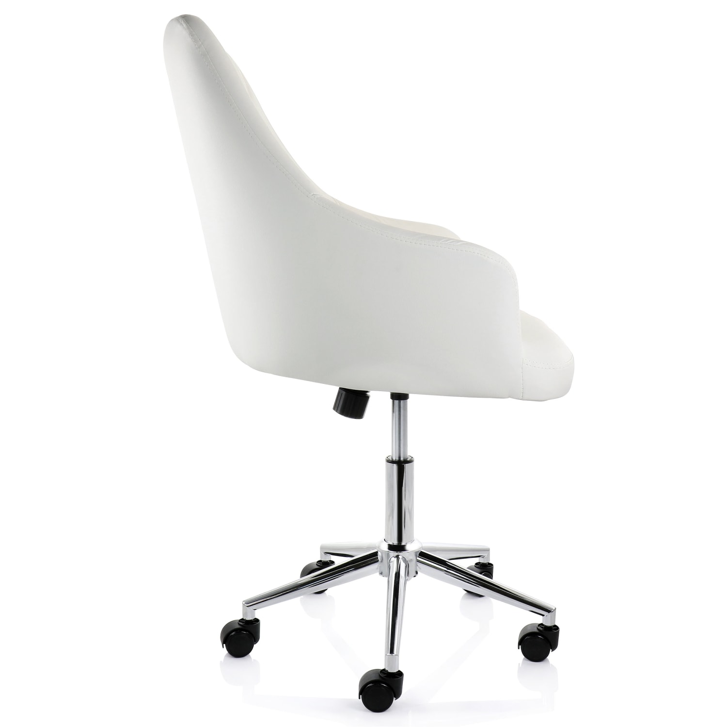 Elama Adjustable Faux Leather Mid-Back Rolling Office Chair, White/Chrome - Image 5
