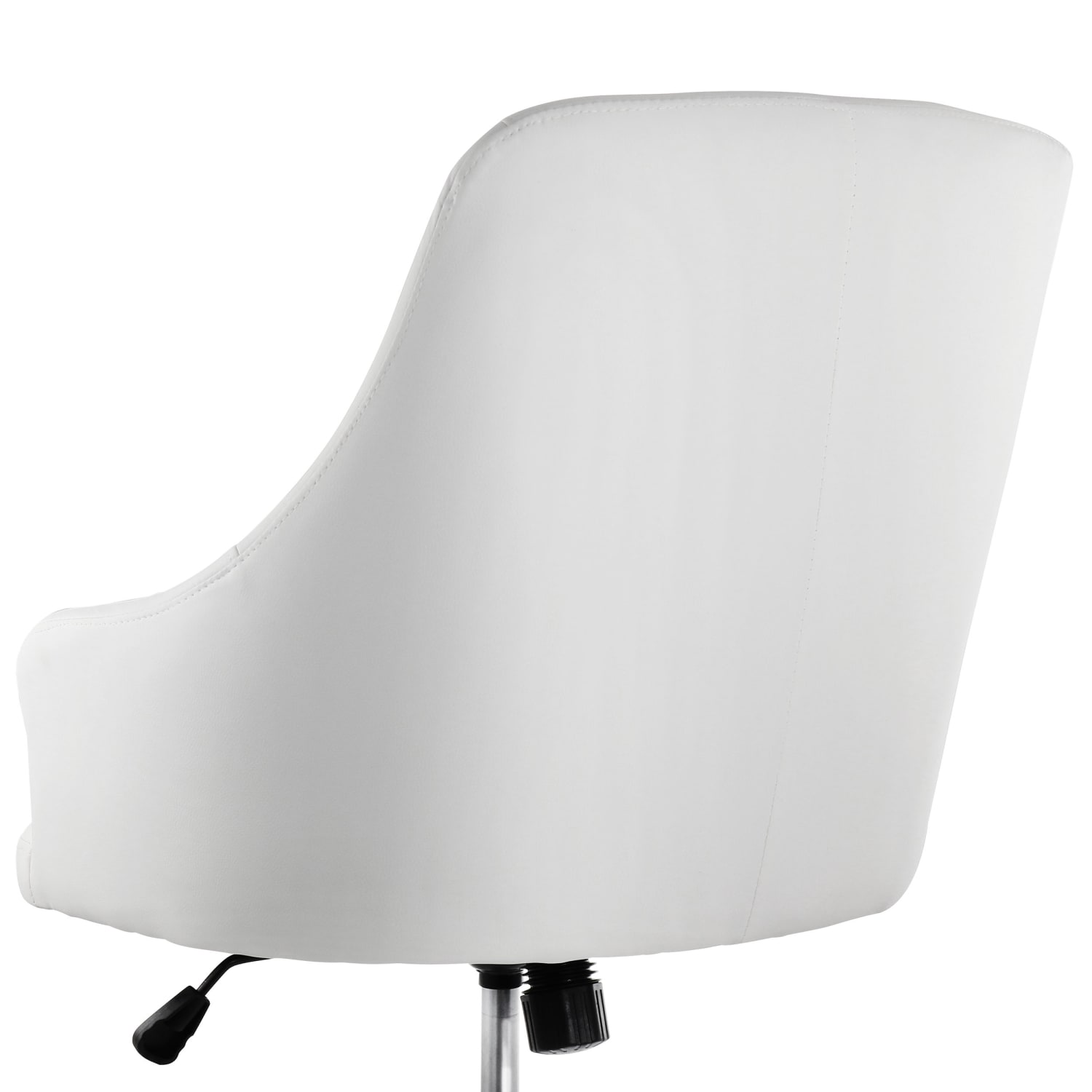 Elama Adjustable Faux Leather Mid-Back Rolling Office Chair, White/Chrome - Image 6