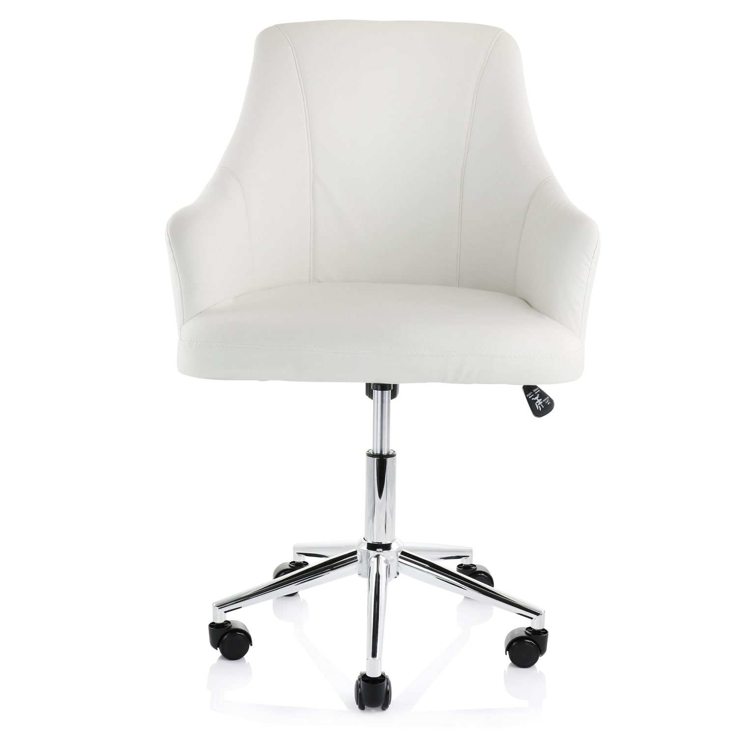Elama Adjustable Faux Leather Mid-Back Rolling Office Chair, White/Chrome - Image 7