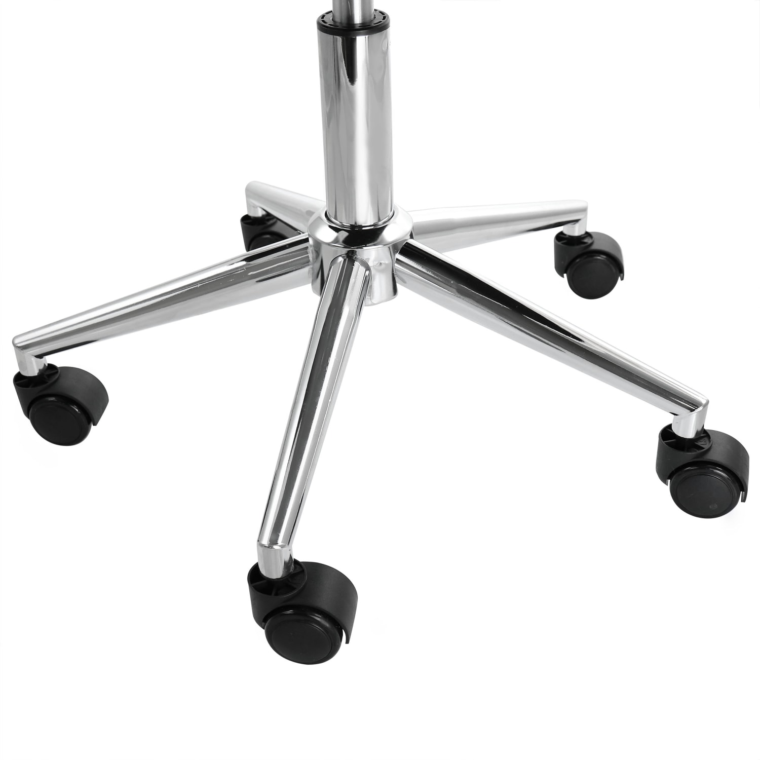 Elama Adjustable Faux Leather Mid-Back Rolling Office Chair, White/Chrome - Image 8