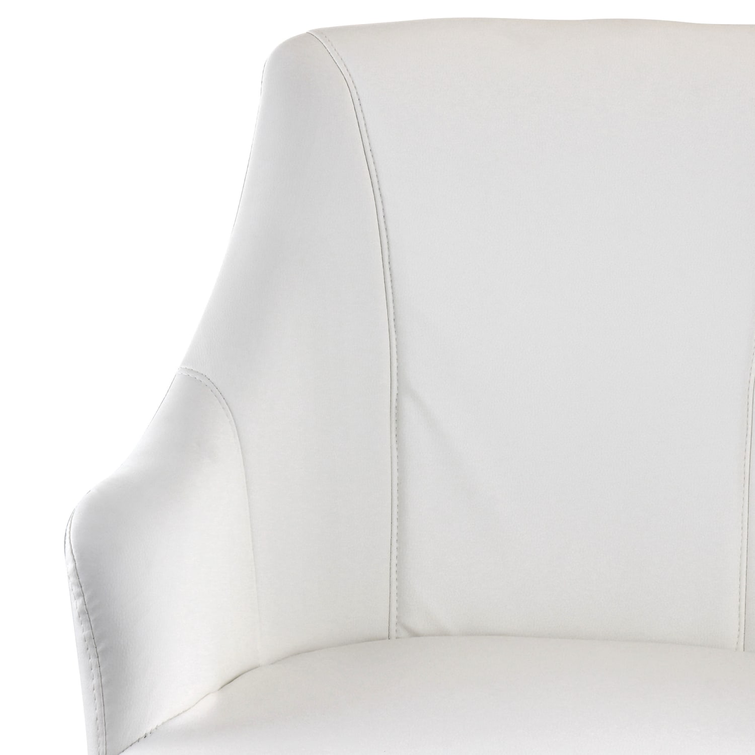 Elama Adjustable Faux Leather Mid-Back Rolling Office Chair, White/Chrome - Image 12