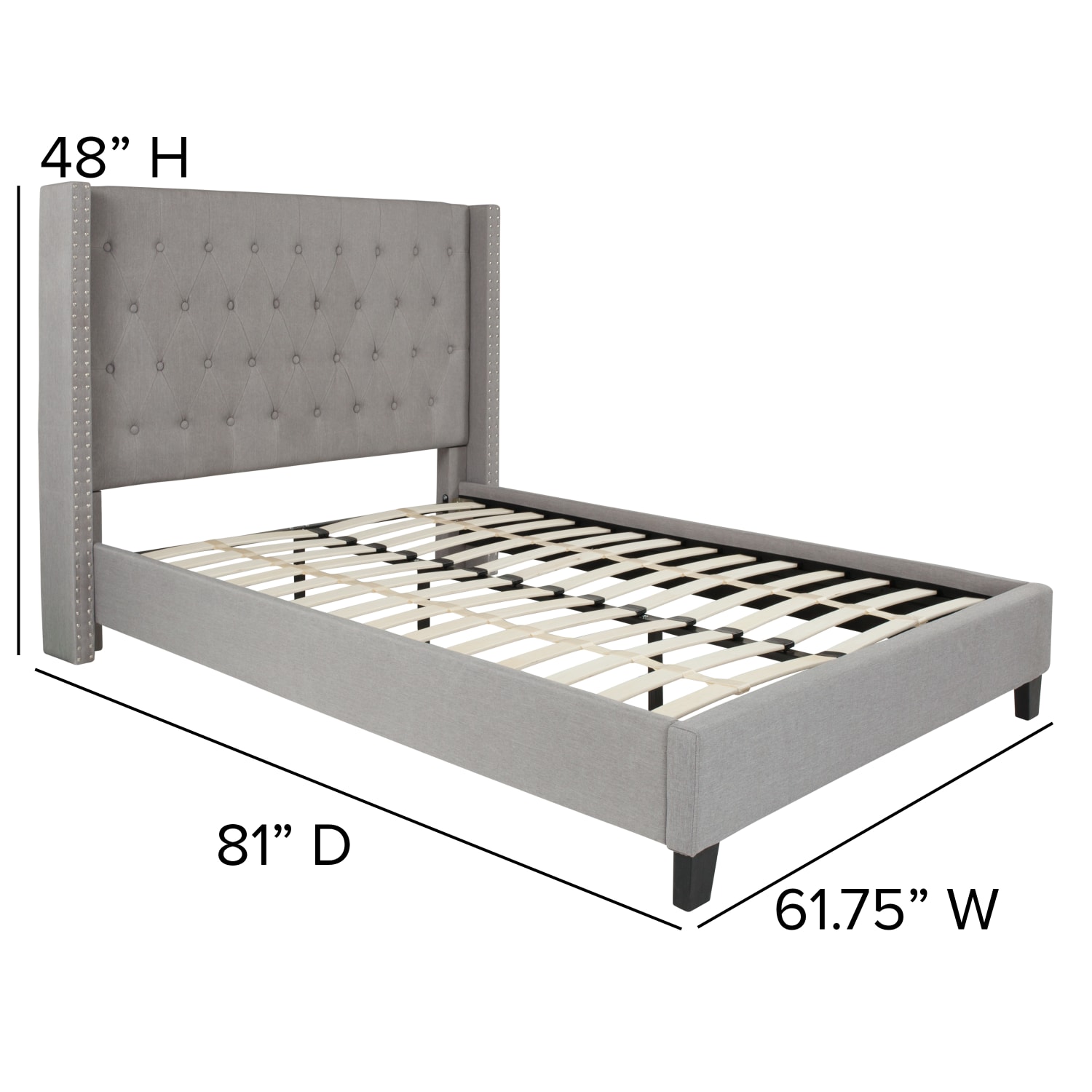 Flash Furniture Riverdale Tufted Upholstered Platform Bed With 10in CertiPUR-US Certified Foam And Pocket Spring Mattress, Full, Light Gray - Image 6