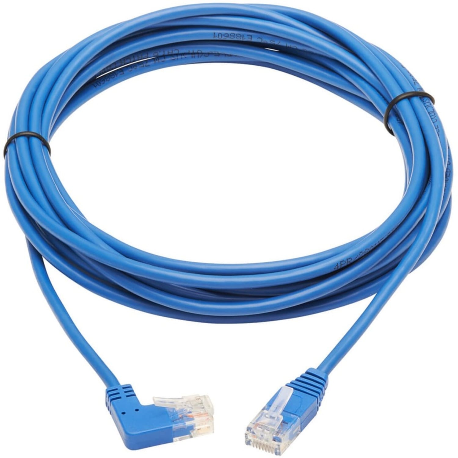 Tripp Lite Cat6 Ethernet Cable Right Angled UTP Slim Molded M/M Blue 15ft - 15 ft - 28 AWG - Blue - Image 3