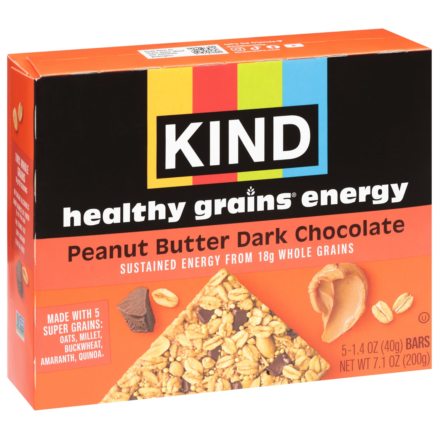 KIND Healthy Grains Energy Bars, Peanut Butter Dark Chocolate, 1.4 Oz, Total Qty 40 - Image 3