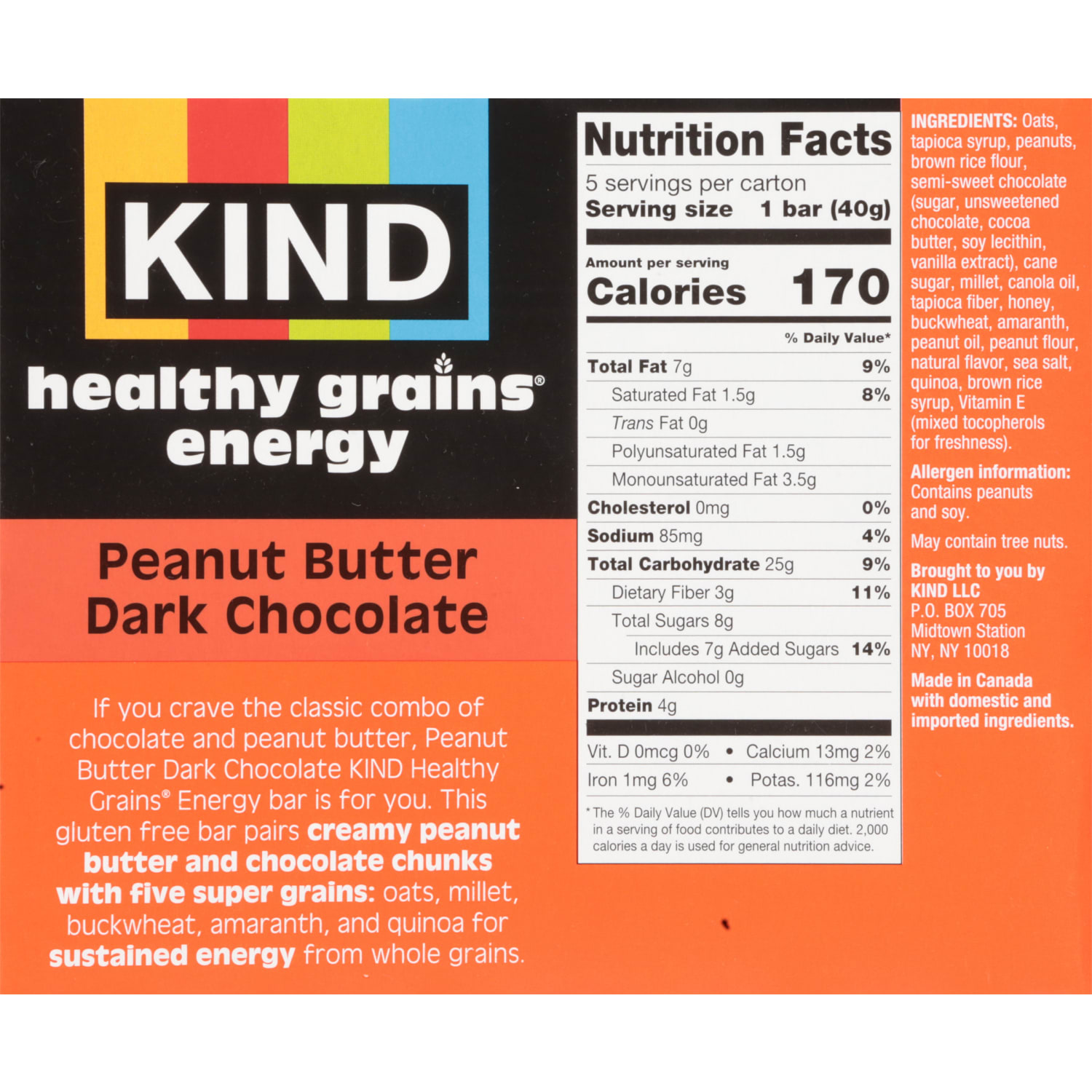KIND Healthy Grains Energy Bars, Peanut Butter Dark Chocolate, 1.4 Oz, Total Qty 40 - Image 4