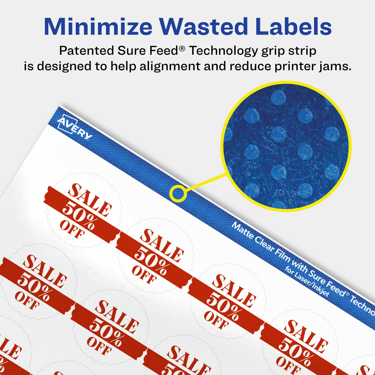 Avery Permanent Labels With Sure Feed, 94606-CMF50, Starburst, 1in, Matte Clear, Pack Of 2,400 - Image 5
