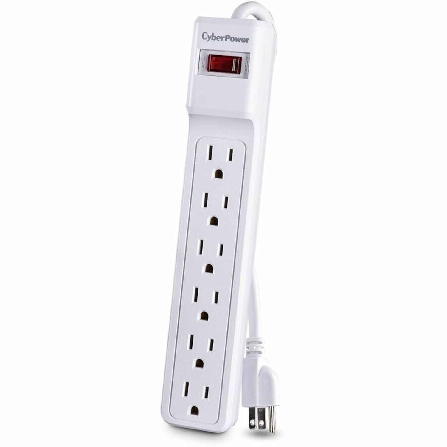 CyberPower CSB606W Essential 6 - Outlet Surge Protector with 900 J Surge Suppression - 6 ft Cord, NEMA 5-15P, 15 Amp, EMI/RFI Filtration, White - Image 5