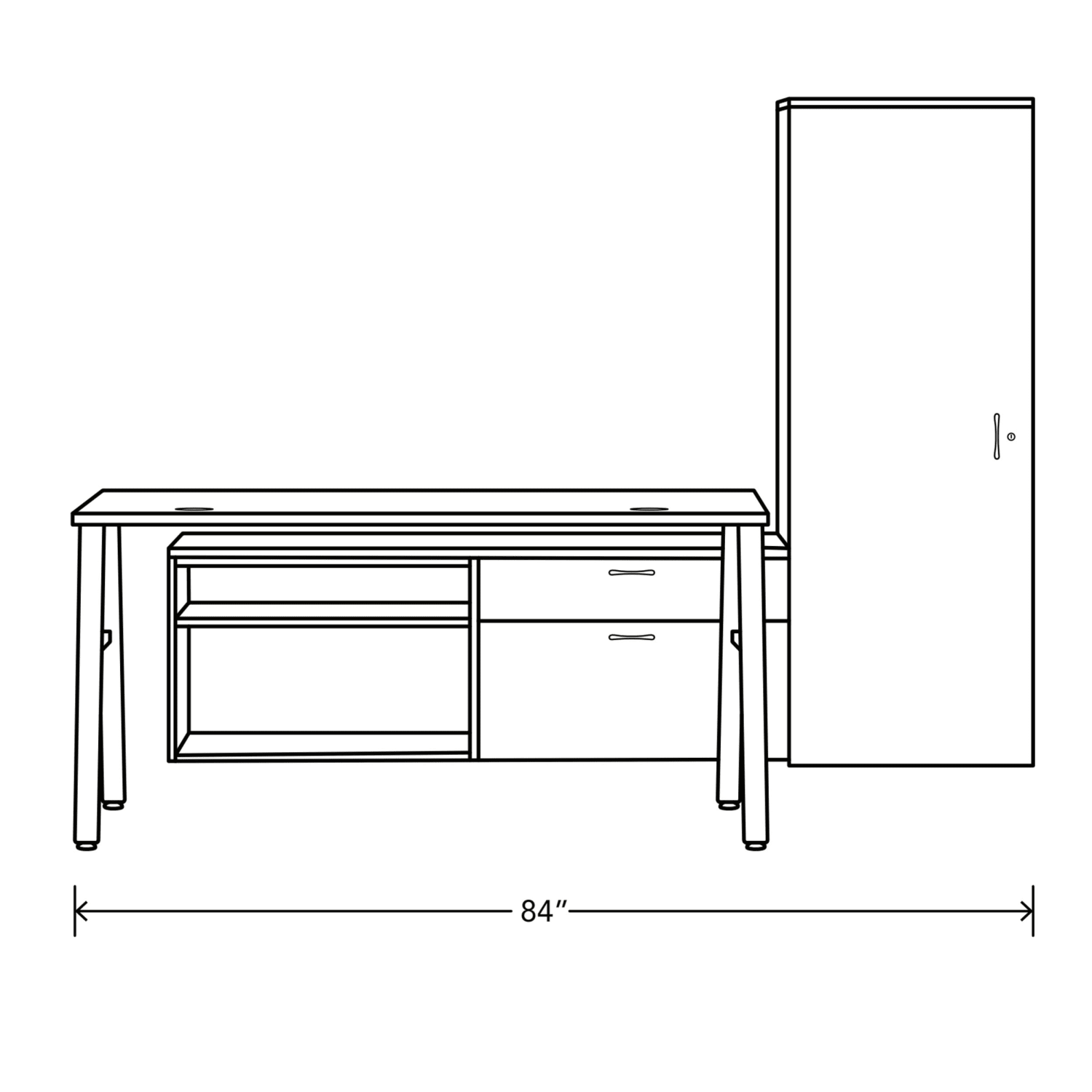 HON Mod 84inW Executive Workstation, Desert Oak/Black - Image 3