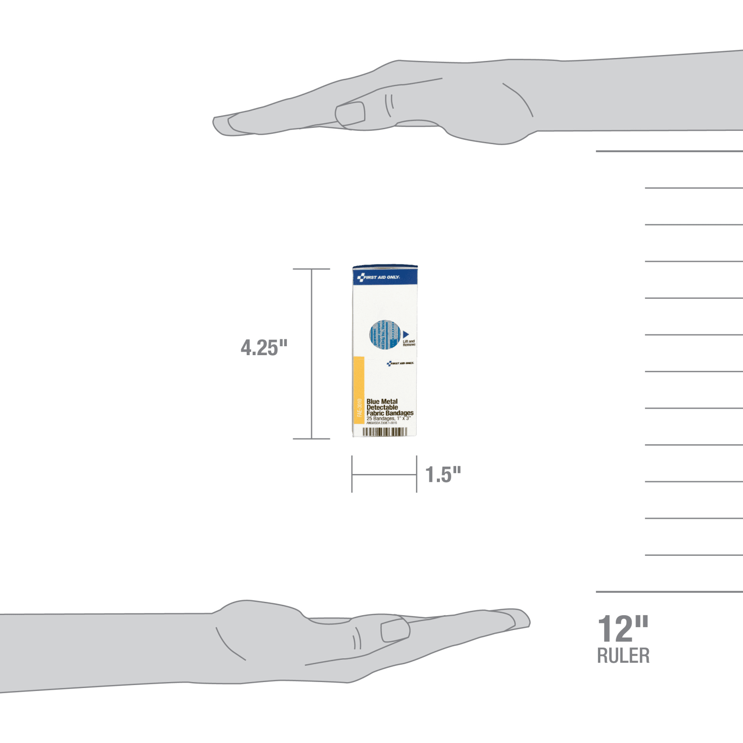 First Aid Only Metal-Detectable Bandages, 1in x 3in, Blue, Pack Of 25 - Image 6