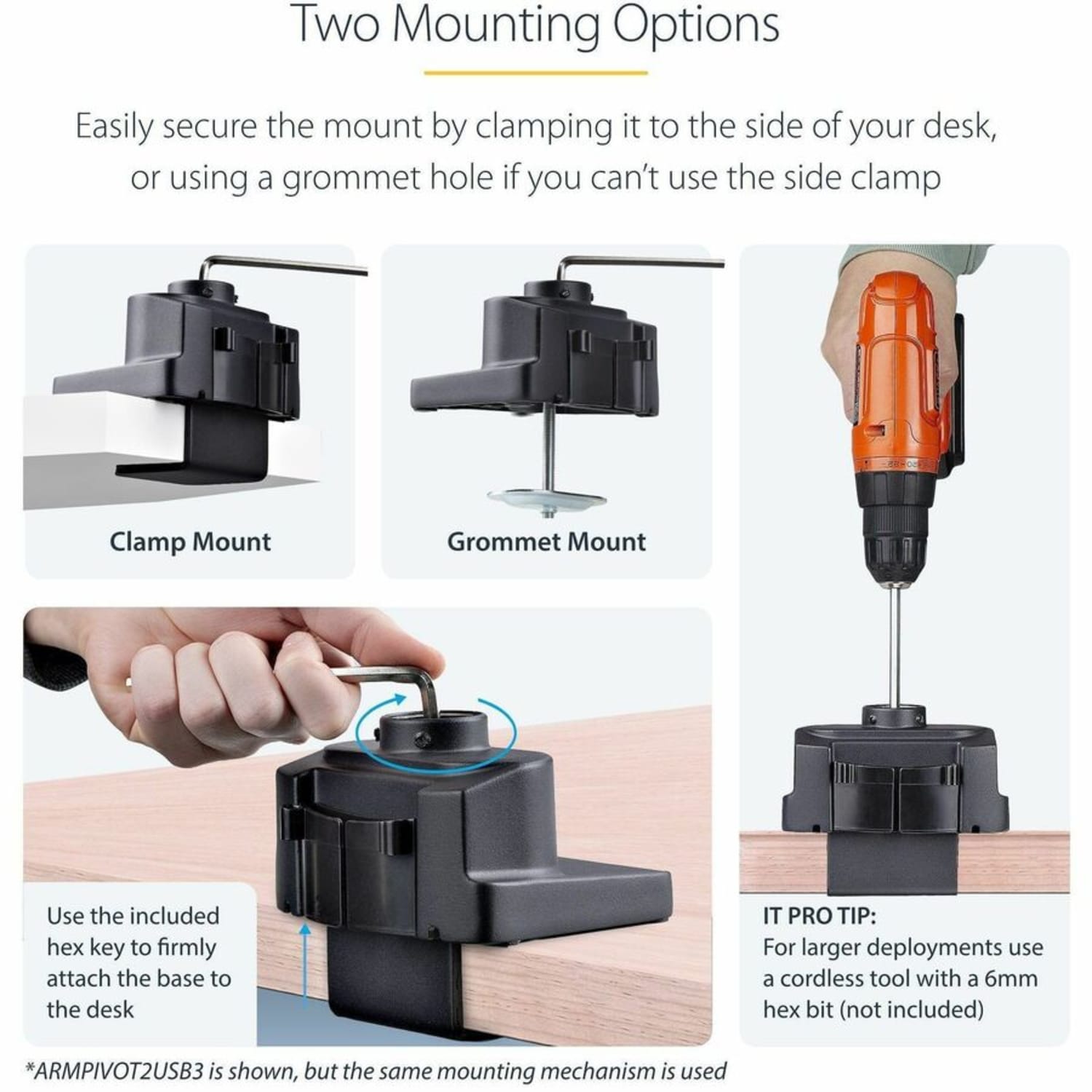 StarTech.com Desk Mount Monitor Arm with 2x USB 3.0 ports - Slim Full Motion Single Monitor VESA Mount up to 34in Display - C-Clamp/Grommet - Image 6