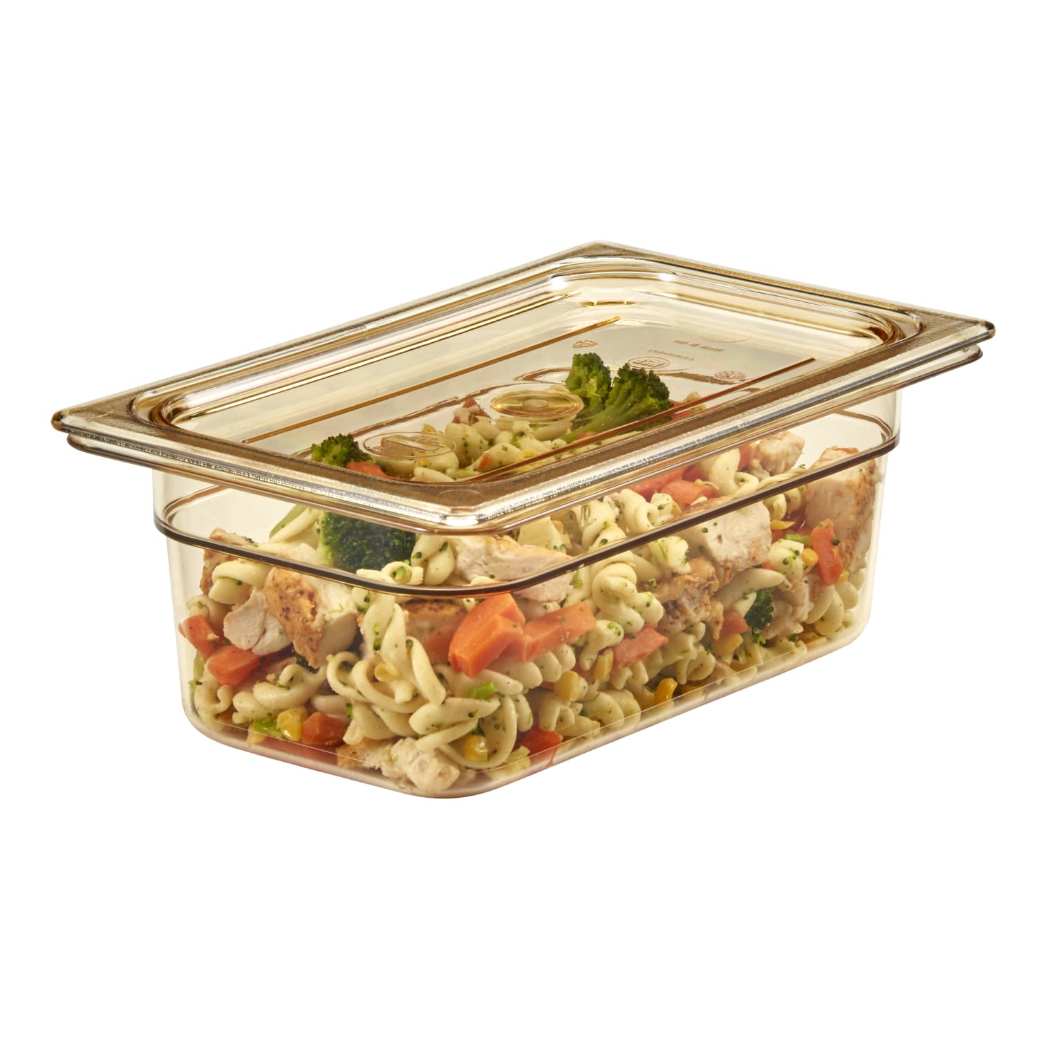 Cambro H-Pan High-Heat GN 1/4 Flat Covers, 3/8inH x 6-3/8inW x 10-3/8inD, Amber, Pack Of 6 Covers - Image 3