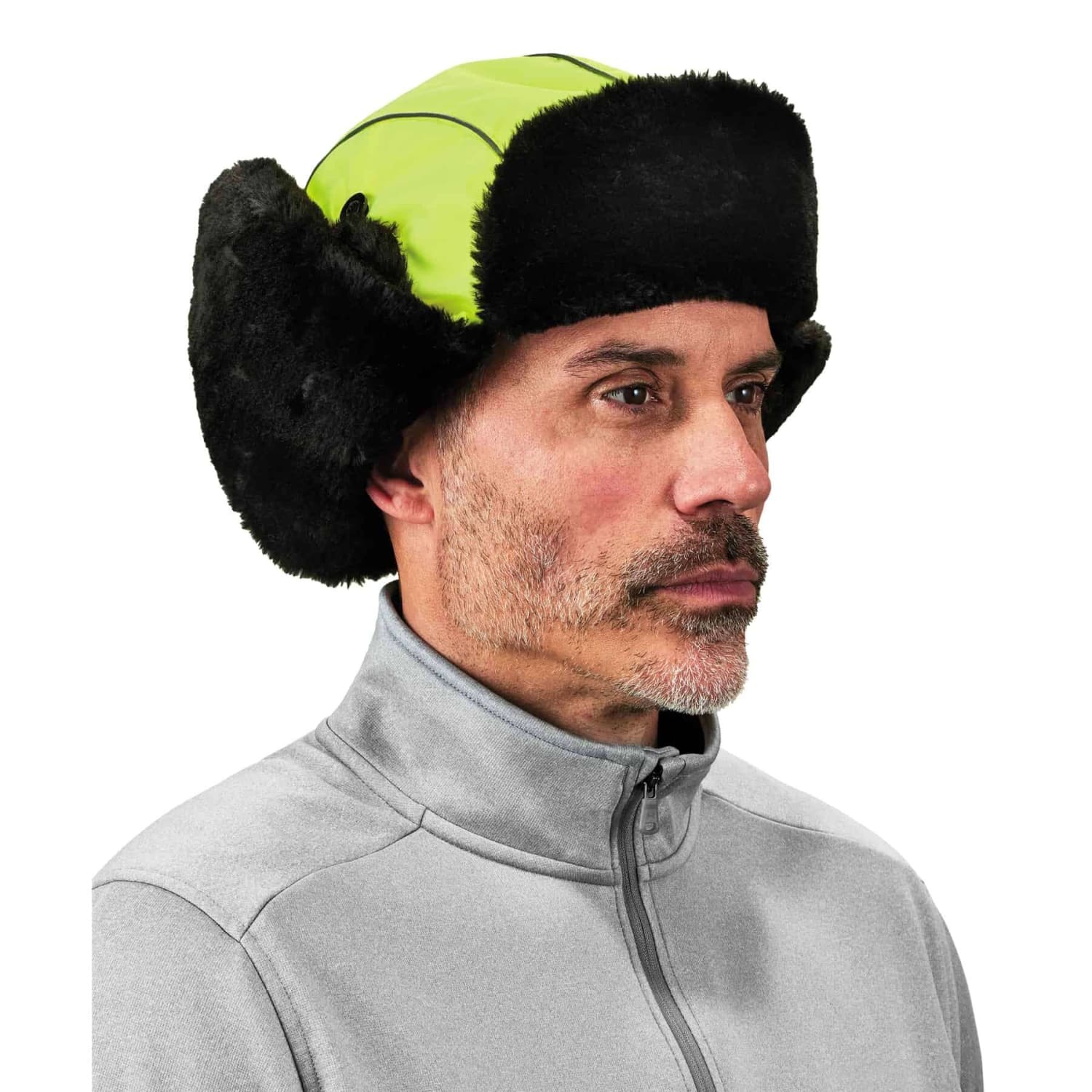 Ergodyne N-Ferno 6802 Nylon Classic Trapper Hat, Small/Medium, Lime - Image 3