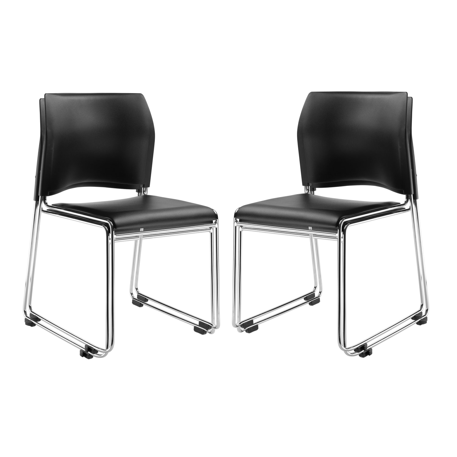 National Public Seating 8700 Series Cafetorium Plush Vinyl Stack Chairs, Black, Pack Of 4 Chairs - Image 3