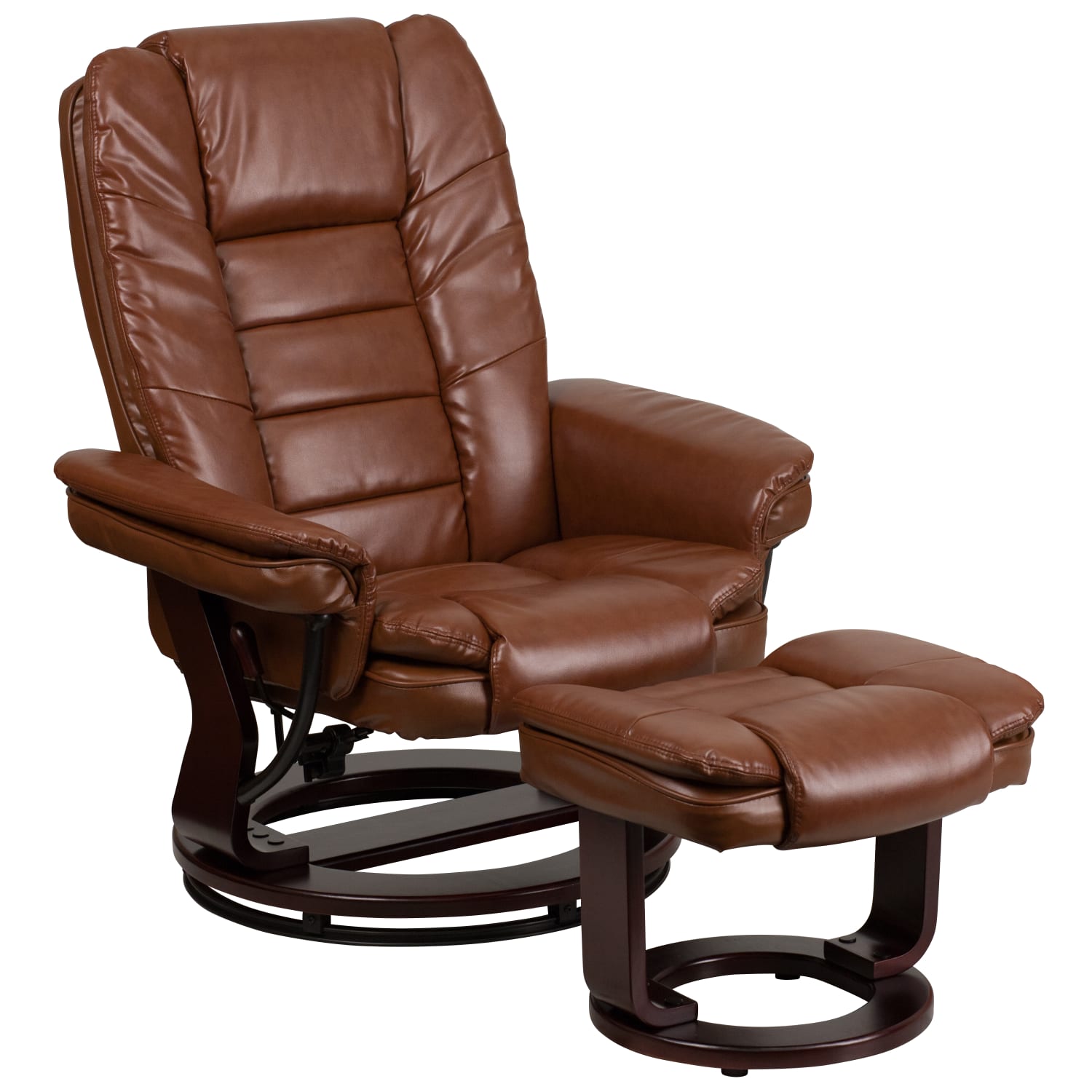 Flash Furniture LeatherSoft Faux Leather Recliner And Ottoman, Vintage Brown/Mahogany - Image 3