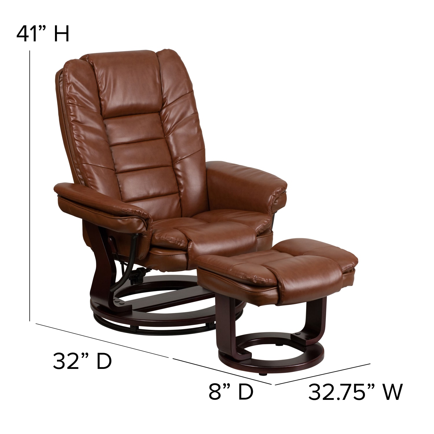 Flash Furniture LeatherSoft Faux Leather Recliner And Ottoman Vintage BrownMahogany PopularChairscom