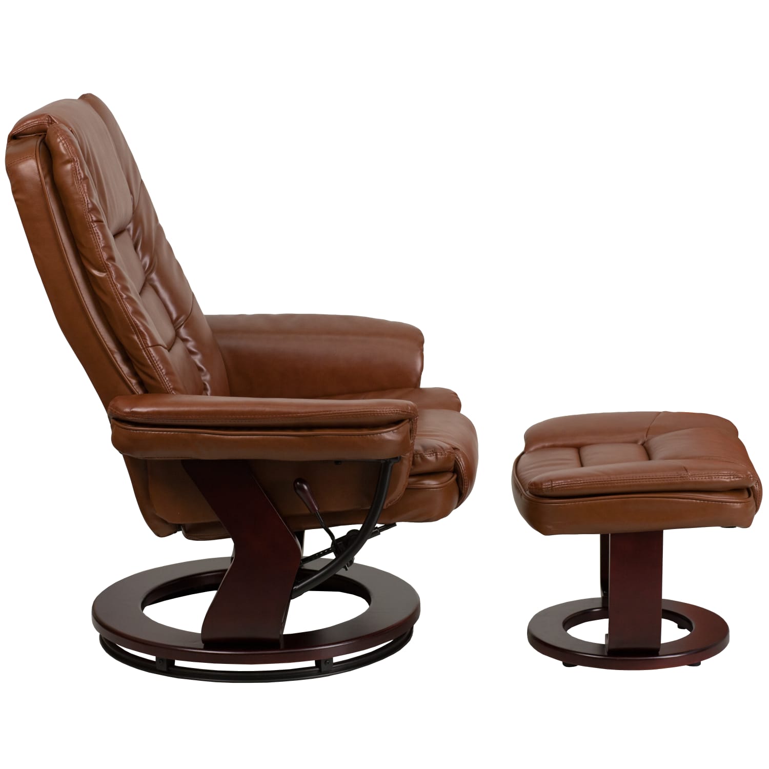 Flash Furniture LeatherSoft Faux Leather Recliner And Ottoman Vintage BrownMahogany PopularChairscom