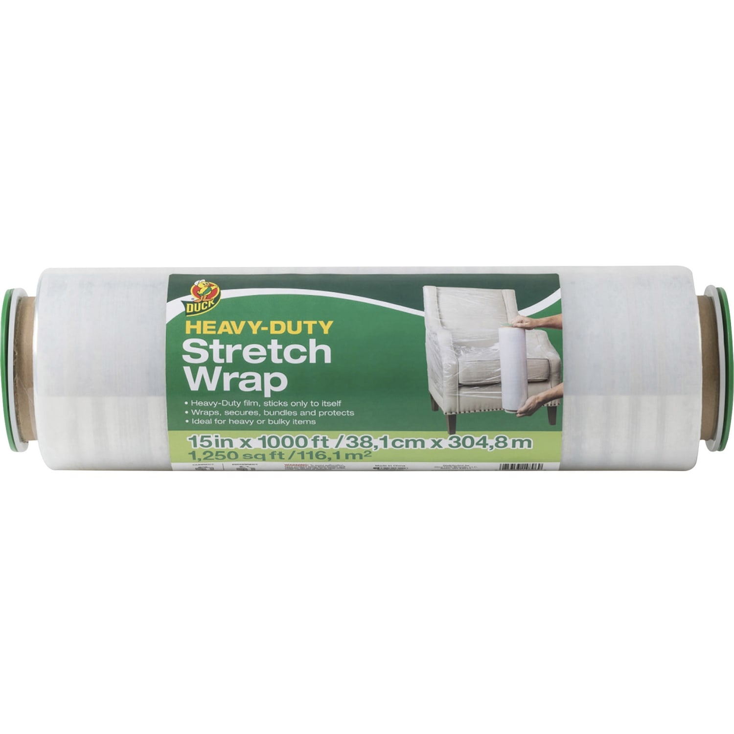 Duck Heavy-duty Stretch Wrap - 15in Width x 1000 ft Length - Heavy Duty, Handle, Self-stick, Residue-free, Non-adhesive - Plastic - Clear - 1 Each - Image 3