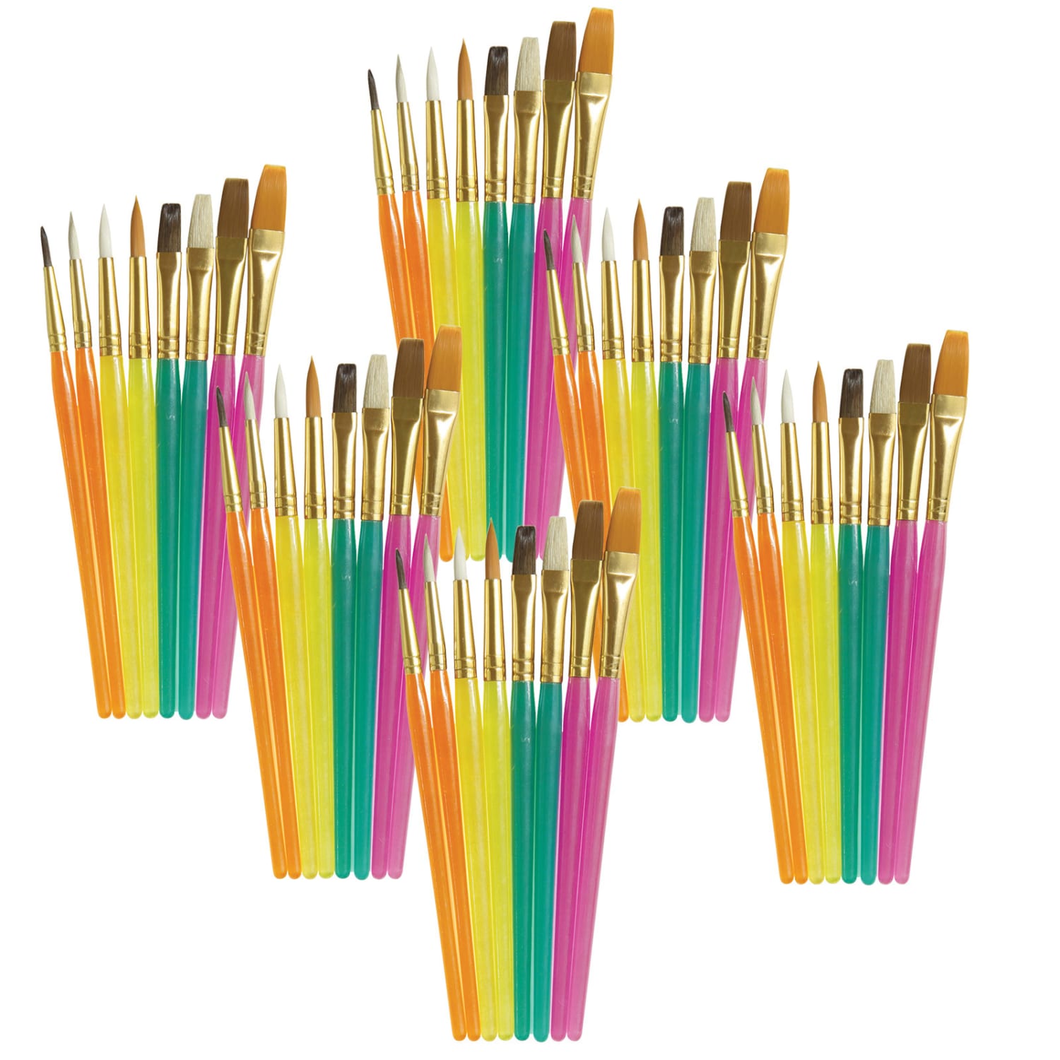 Creativity Street Acrylic Paint Brush Assortment, Assorted Sizes, Assorted Colors, 8 Brushes Per Pack, Set Of 6 Packs
