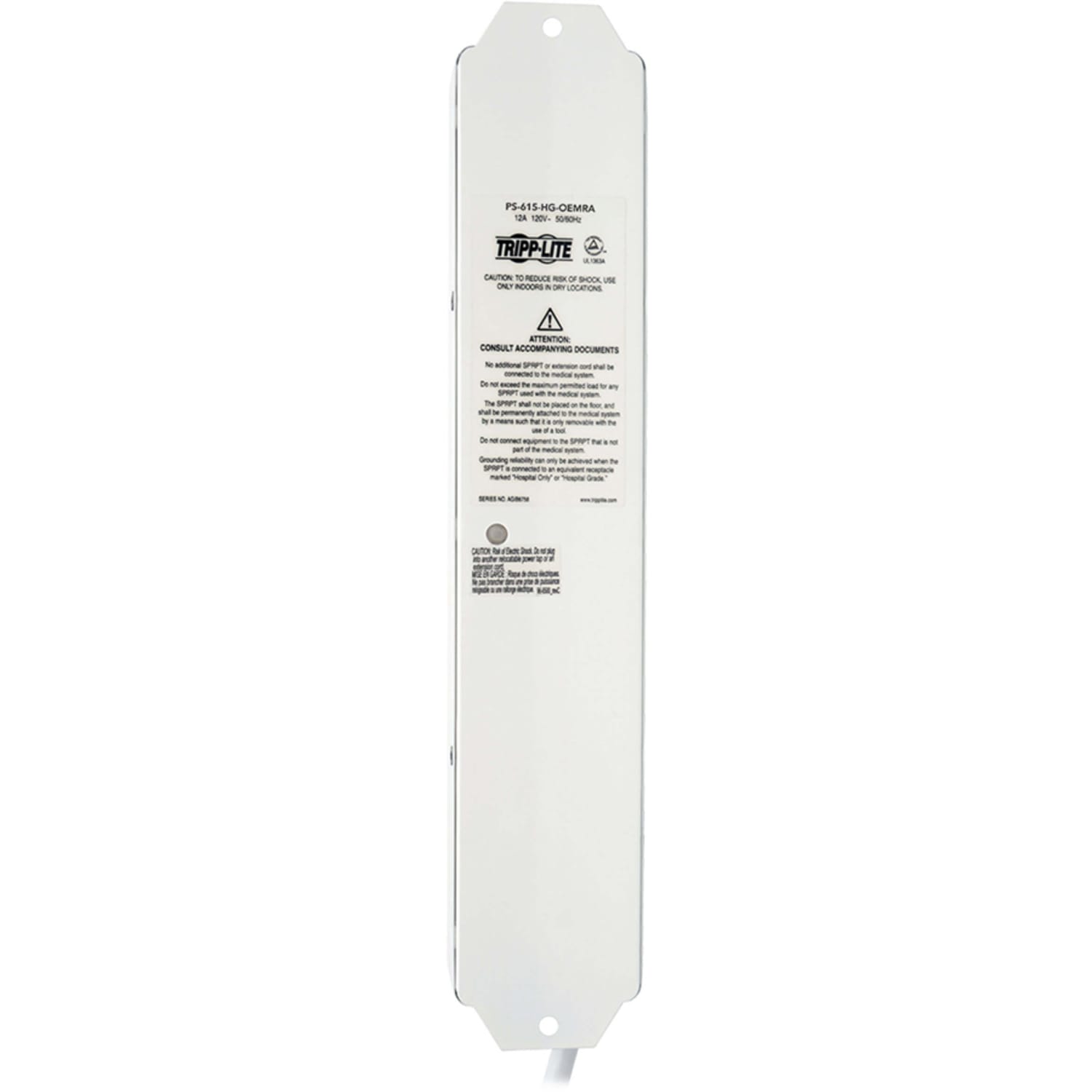 Tripp Lite Safe-IT UL 1363A Medical-Grade Power Strip for Patient-Care Vicinity 6x Hospital-Grade Outlets 15 ft. Right-Angle Cord - Image 5