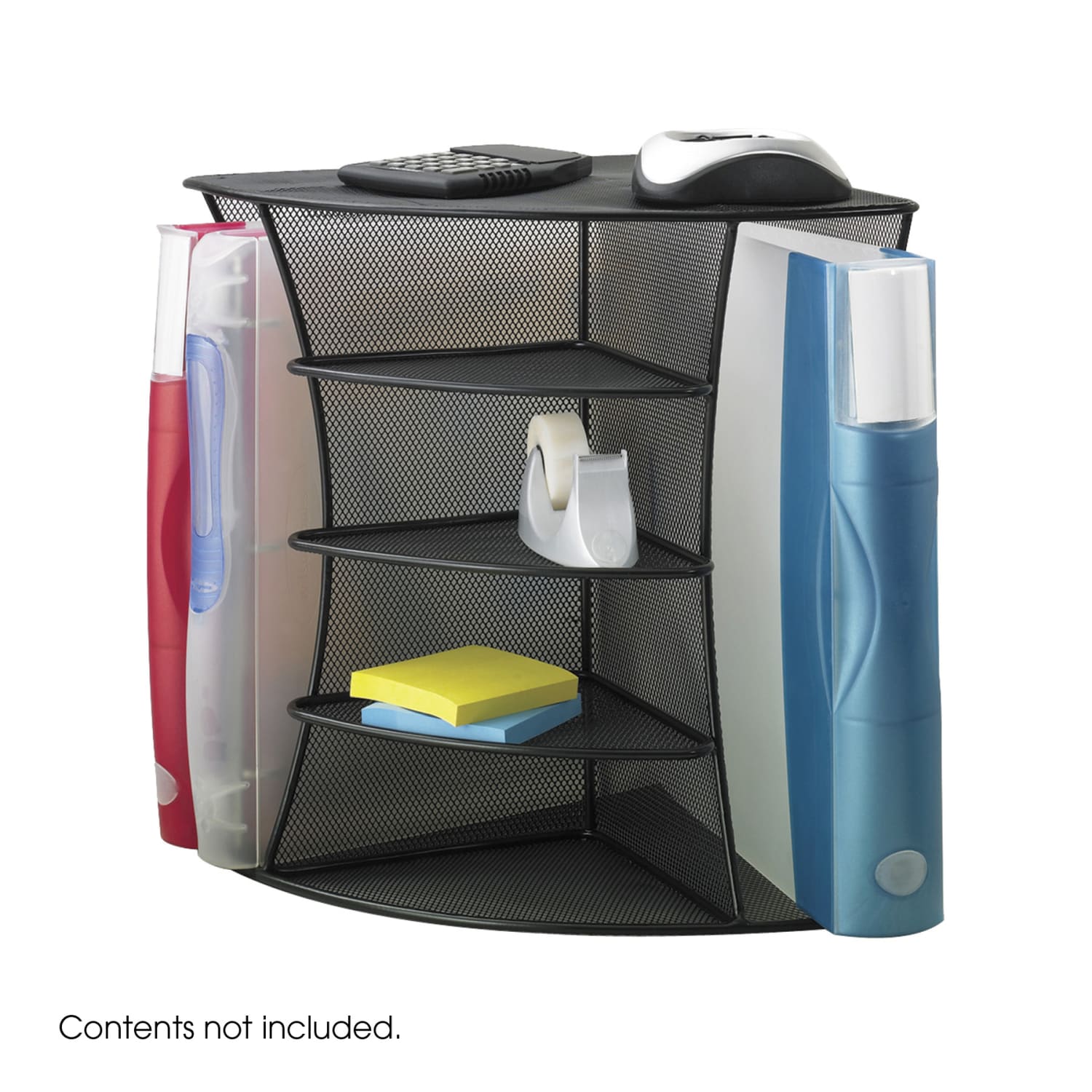 Onyx Mesh Corner Organizer, Six Sections, 15 x 11 x 13, Black - Image 3