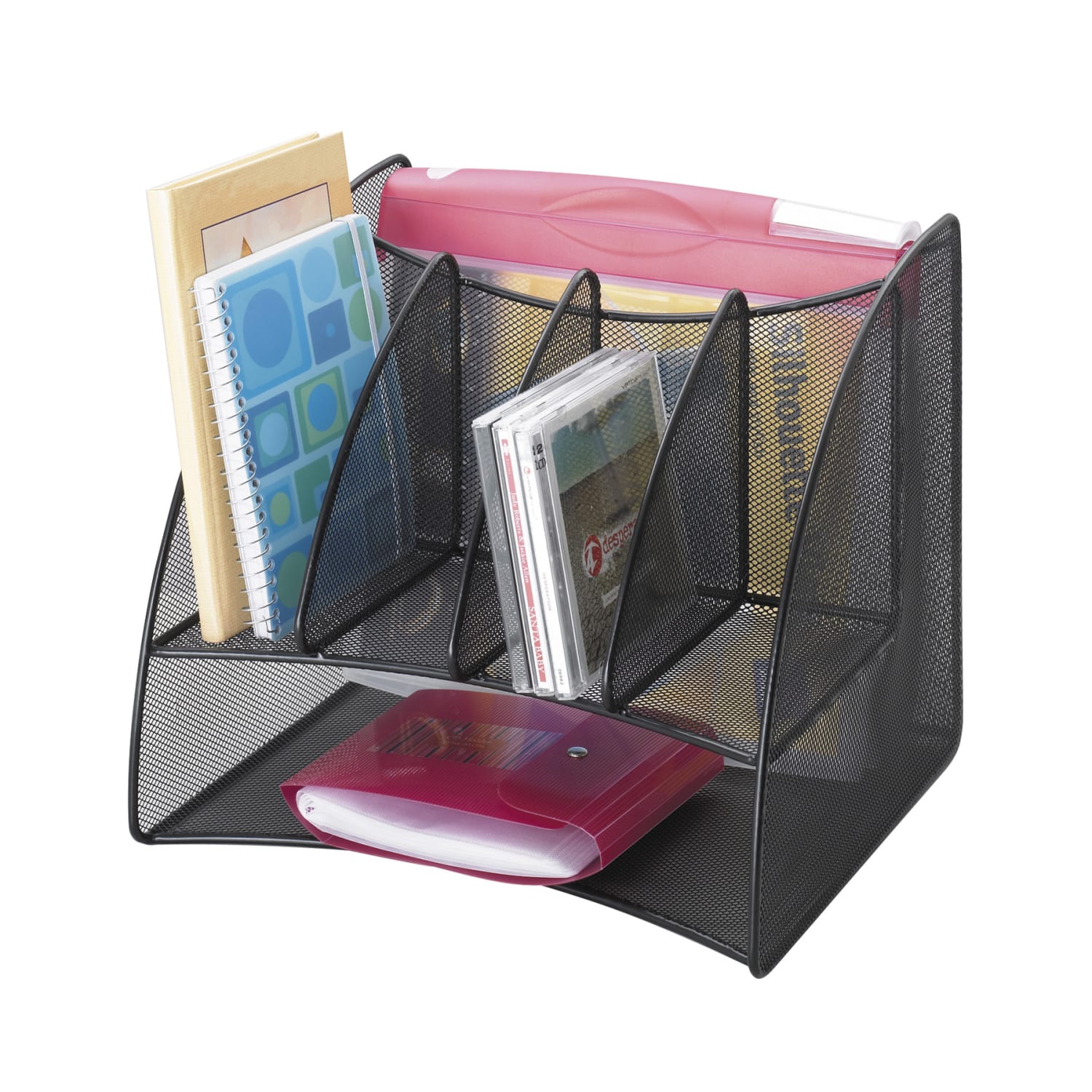 Onyx Mesh Corner Organizer, Six Sections, 15 x 11 x 13, Black - Image 4
