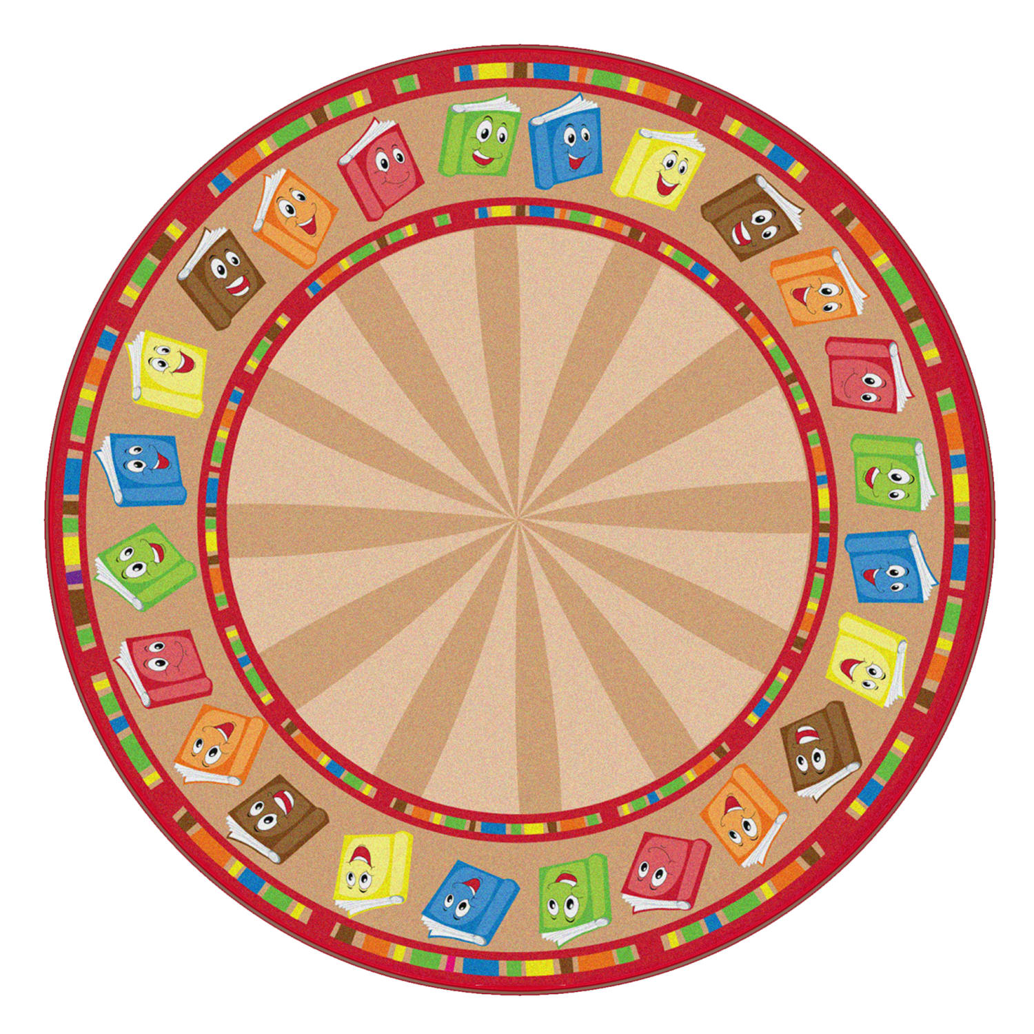 Flagship Carpets Circle Time Books Rug, Round, 6ft, Calm