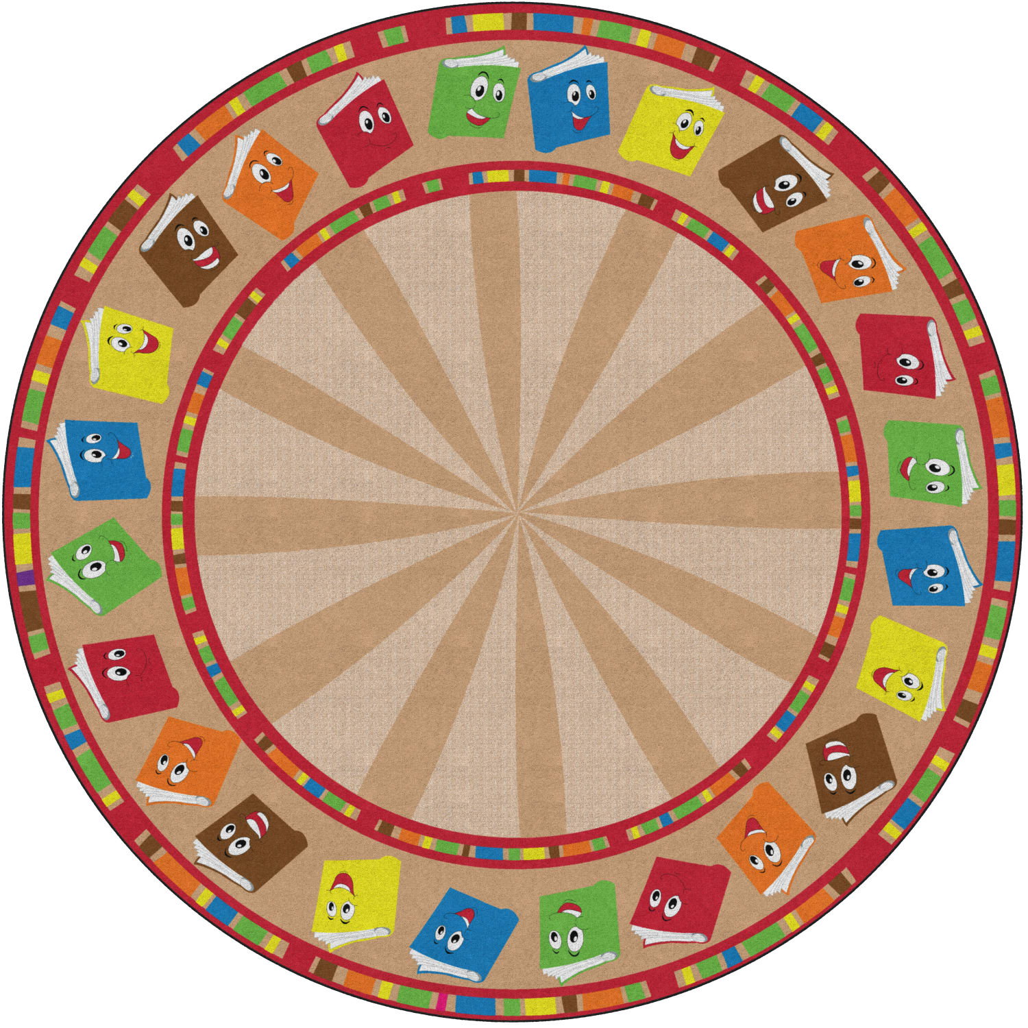 Flagship Carpets Circle Time Books Rug, Round, 6ft, Calm - Image 5