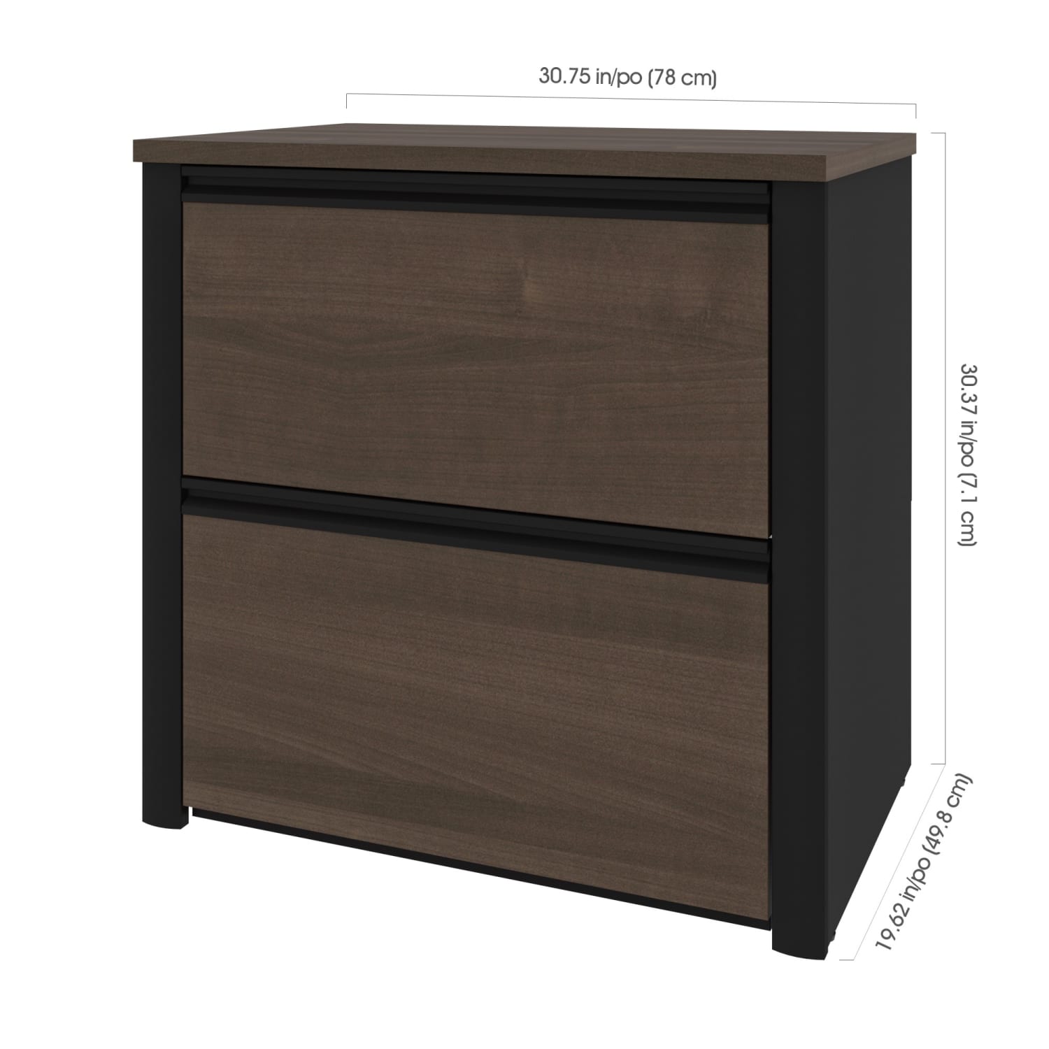 Bestar Connexion 30-3/4inW x 19-3/5inD Lateral 2-Drawer File Cabinet, Antigua/Black - Image 5