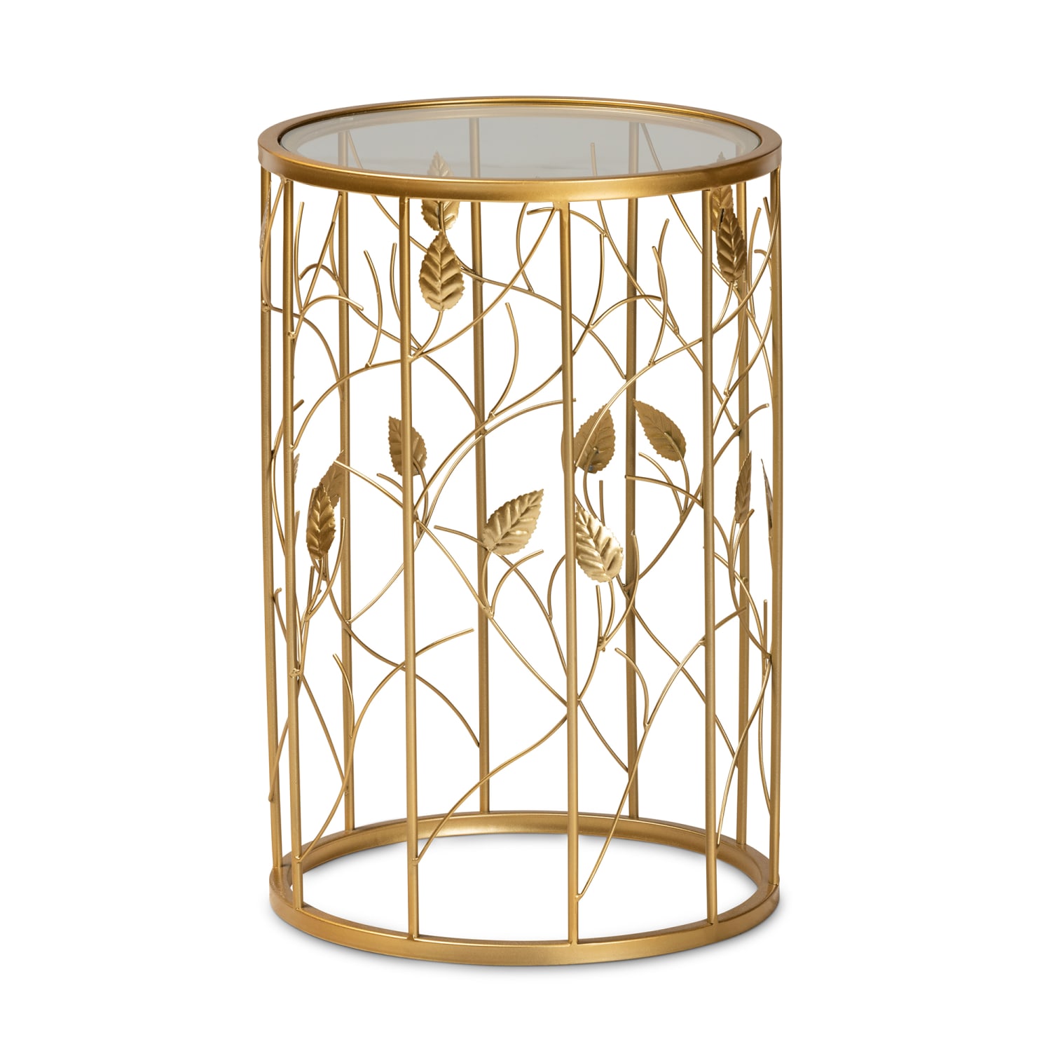Baxton Studio Modern And Contemporary Leaf Accent Round End Table, 23-1/2in x 15in, Brushed Gold - Image 3