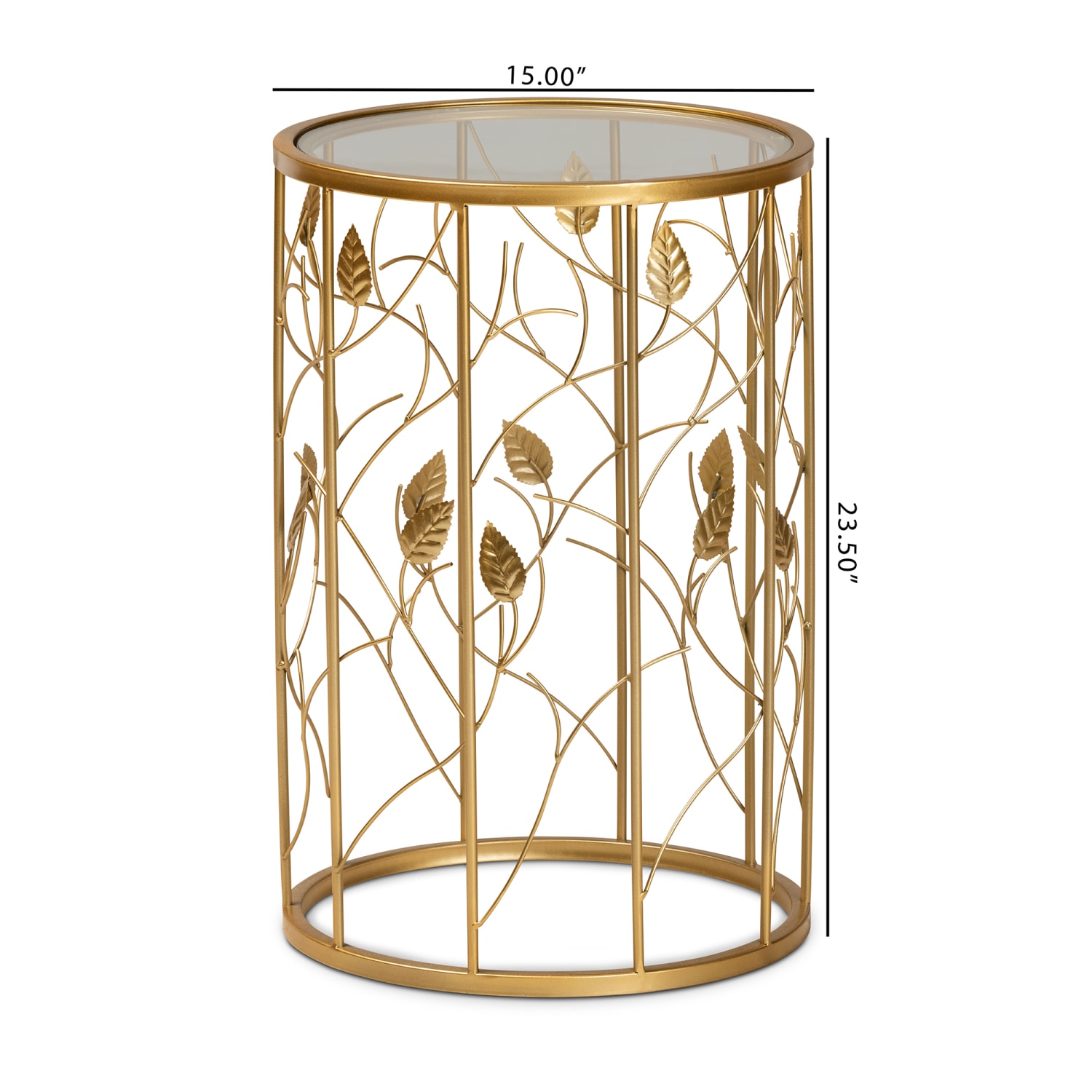 Baxton Studio Modern And Contemporary Leaf Accent Round End Table, 23-1/2in x 15in, Brushed Gold - Image 6