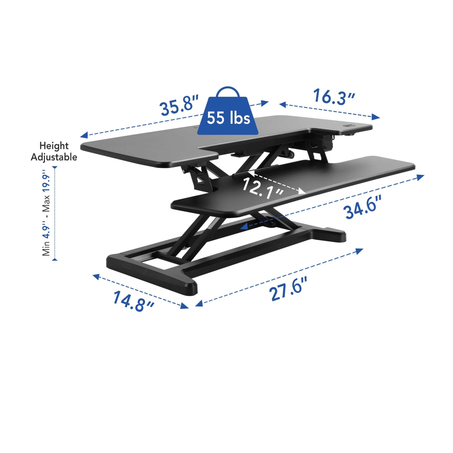 Flexispot EM7MB Electric Sit-Stand Desk Riser, 35-13/16in x 24in, Black - Image 6