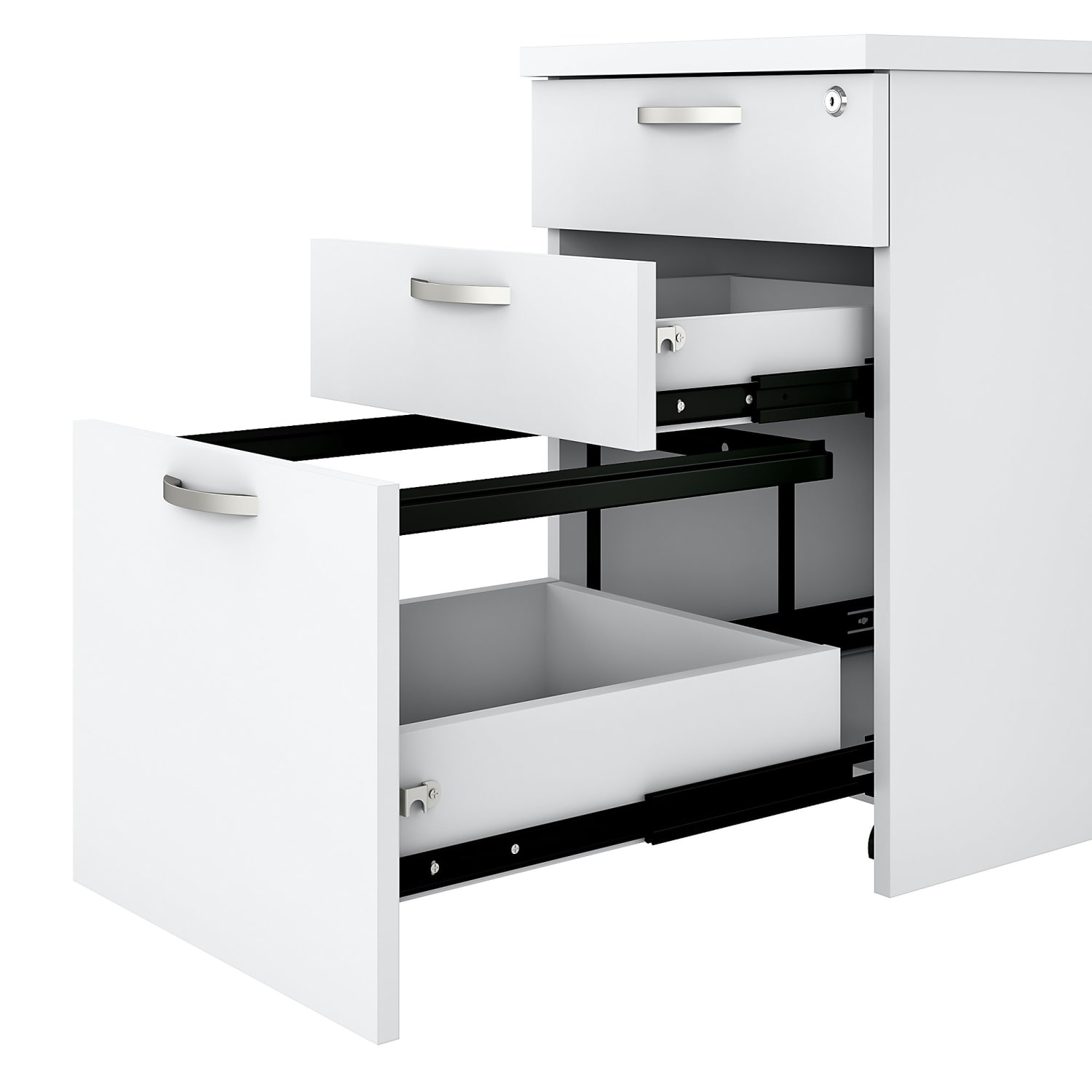 Bush Business Furniture Easy Office 20inD Vertical 3-Drawer Mobile File Cabinet, White, Delivery - Image 5