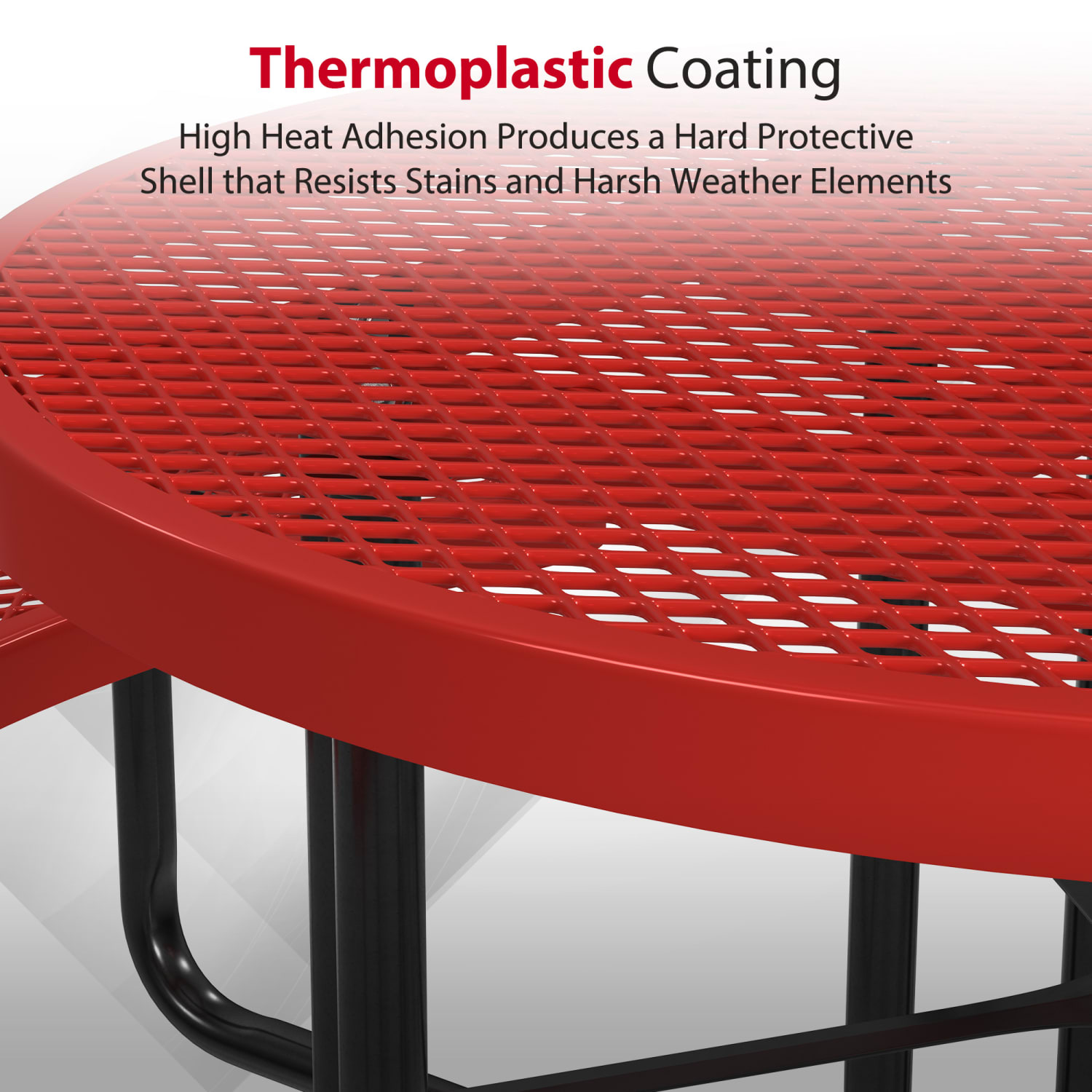 Leisure Craft Round Outdoor Picnic Table, 29-1/4inH x 81inW x 81inD, Black/Red - Image 5