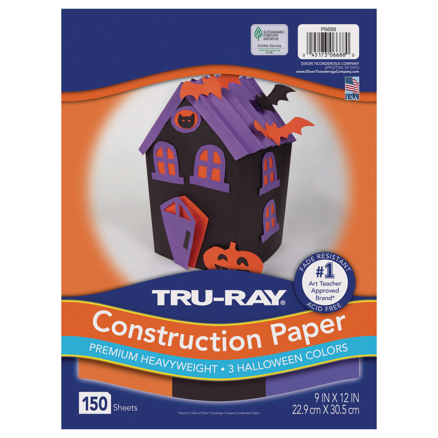 Tru-Ray Construction Paper, Heavyweight, 9in x 12in, Halloween Assortment, Black, Orange, Purple, 150 sheets Per Pack, Set Of 3 Packs - Image 3