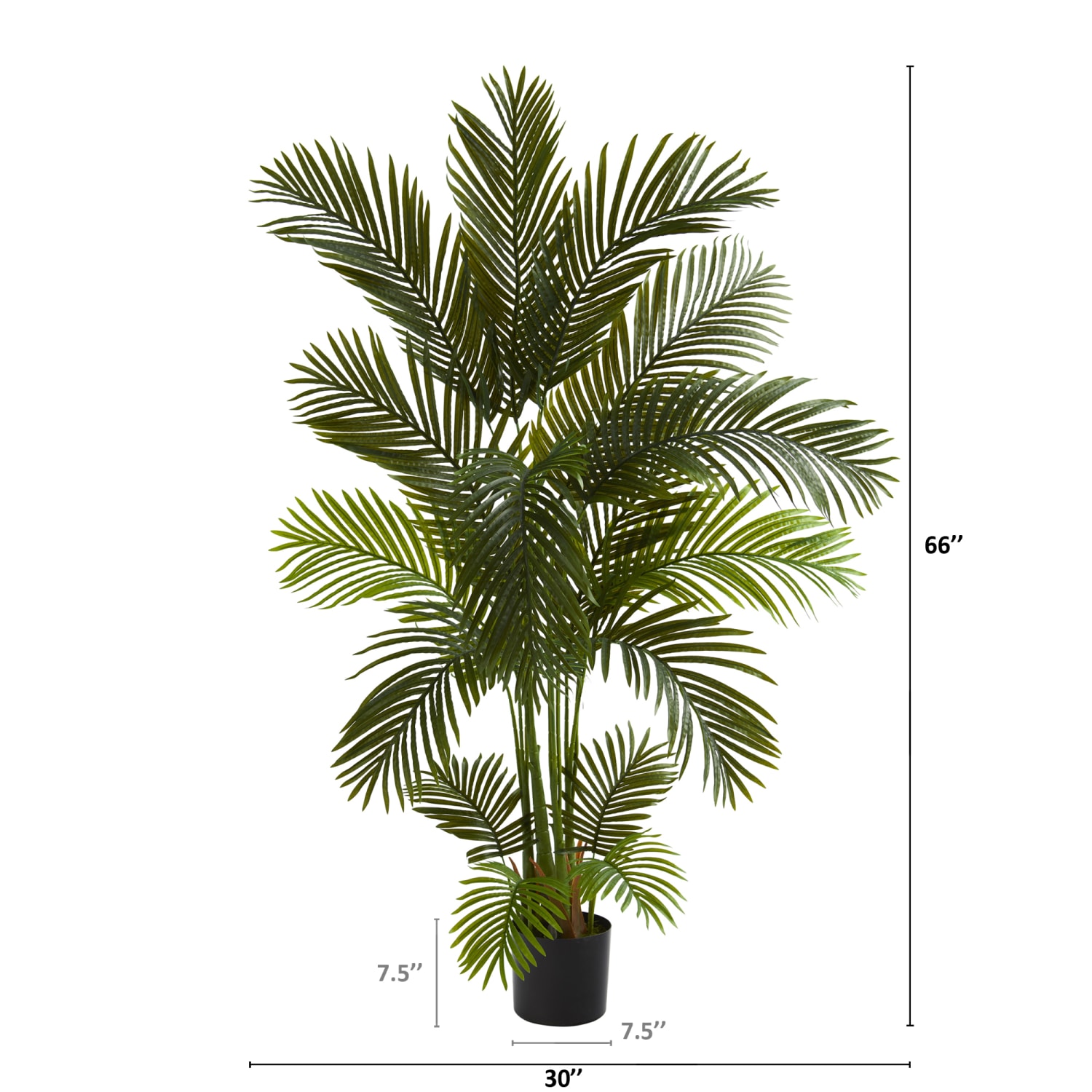 Nearly Natural Areca Palm 66inH Artificial Tree With Planter, 66inH x 30inW x 30inD, Green/Black - Image 3