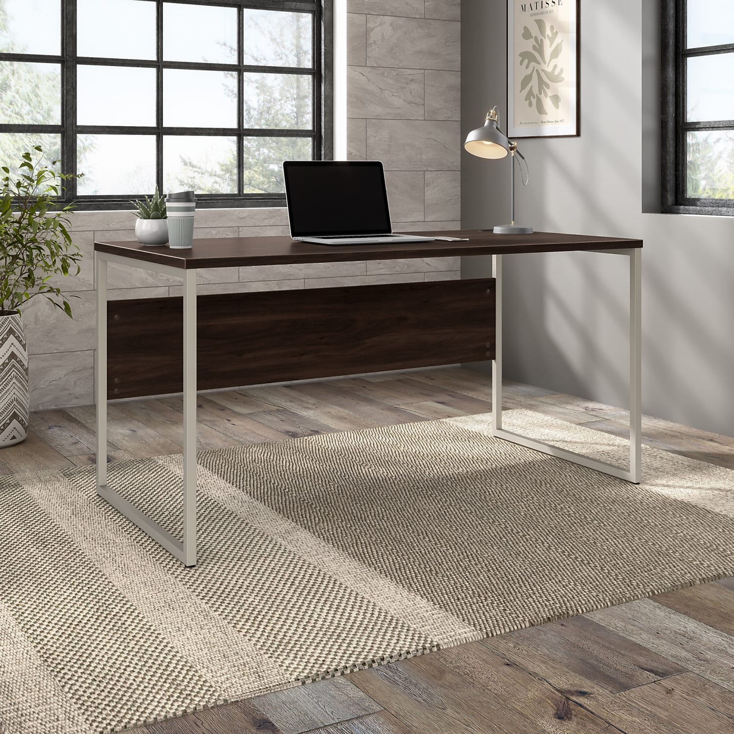 Bush Business Furniture Hybrid Computer Table Desk With Metal Legs, 60inW x 30inD, Black Walnut, Standard Delivery - Image 3