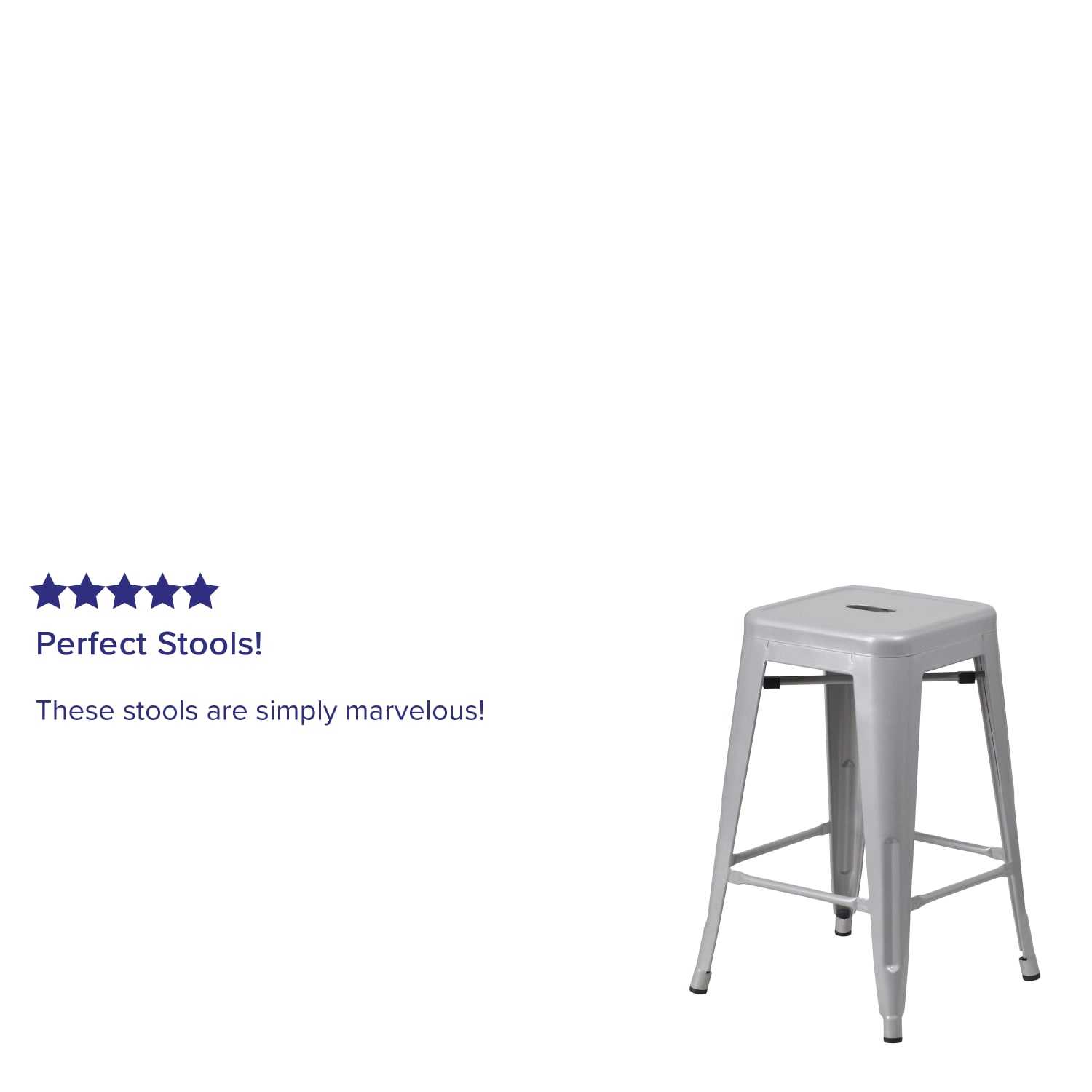 Flash Furniture 24inH Commercial Grade Metal Backless Counter Stool Silver PopularChairscom