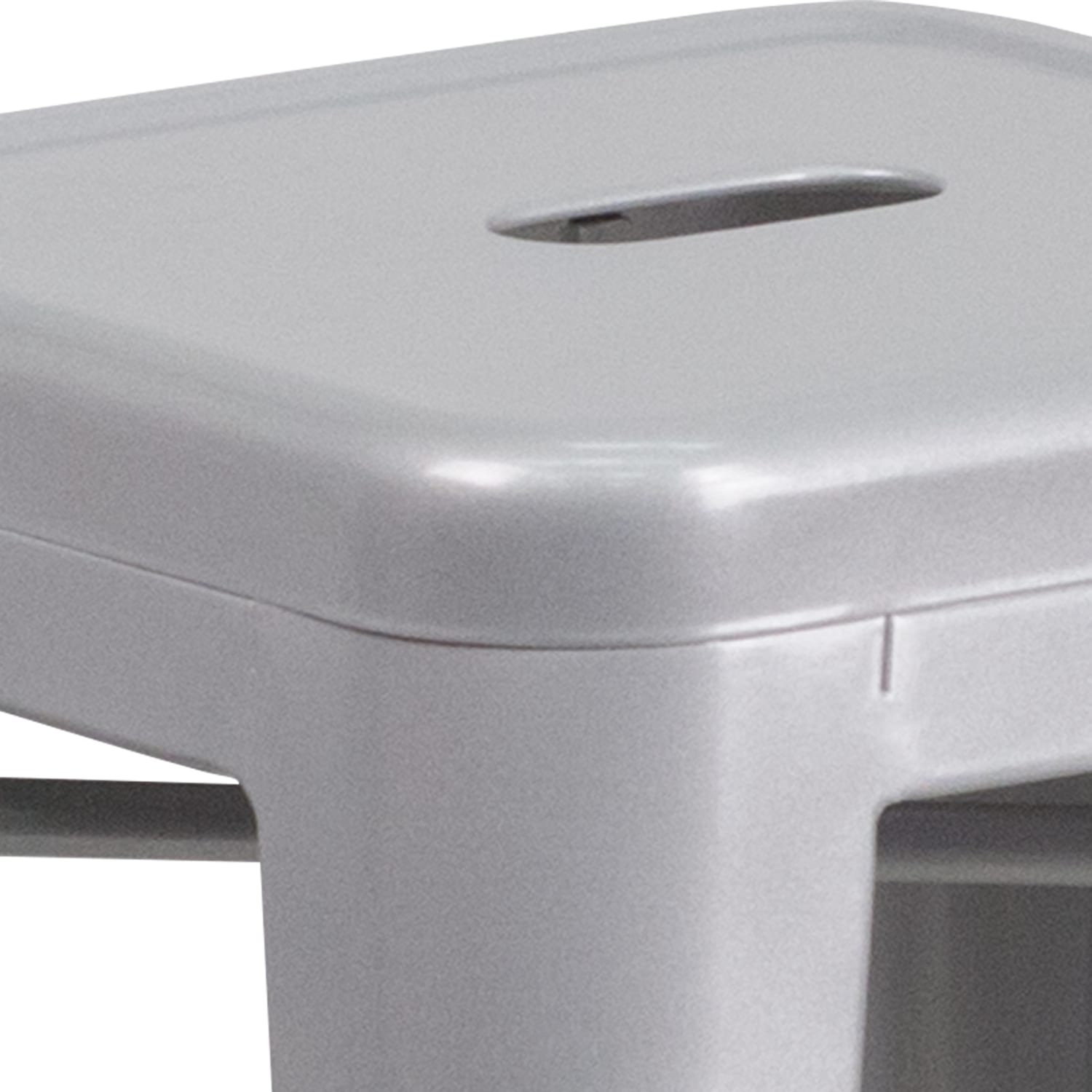 Flash Furniture 24inH Commercial Grade Metal Backless Counter Stool Silver PopularChairscom