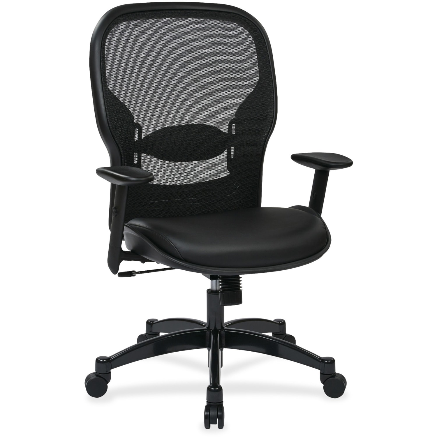 Office Star Space Seating Bonded LeatherMesh High Back Chair BlackGunmetal PopularChairscom