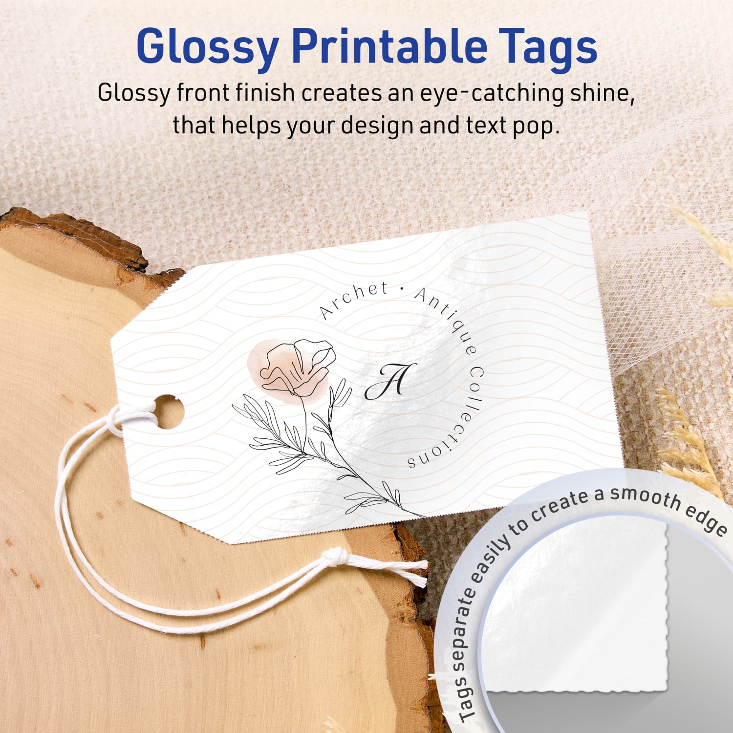 Avery Printable Tags With Sure Feed Technology, Print-To-The-Edge, 2inx3.5in, Glossy White, Pack Of 200, 95321GWT25 - Image 3